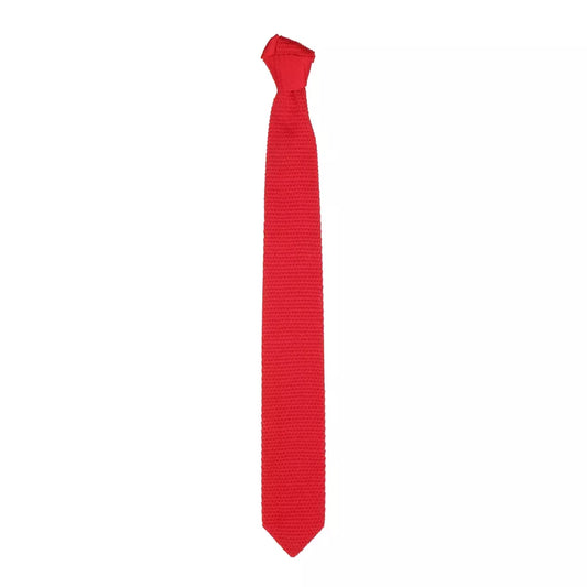 Emilio Romanelli Classic Red Knitted Tie - 75mm Width