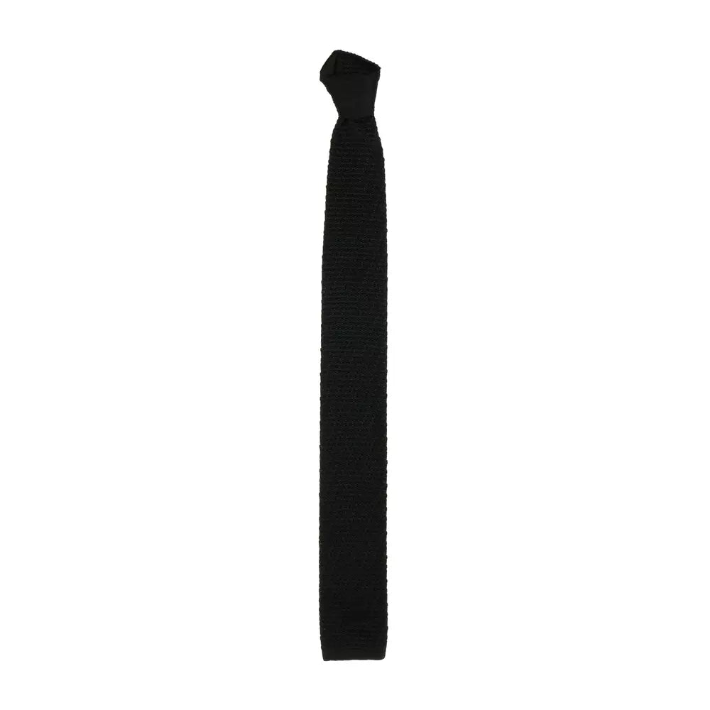 Emilio Romanelli Elegant Silk Square-End Knit Tie in Classic Black