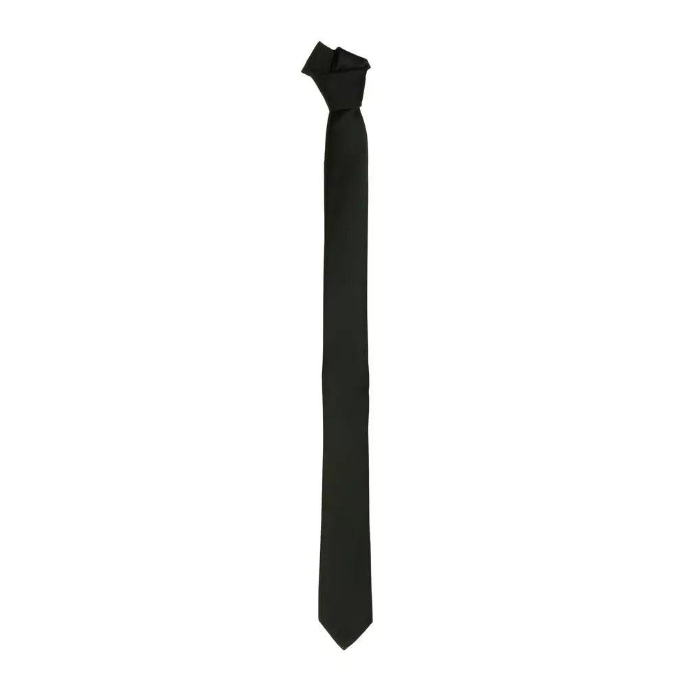 Emilio Romanelli Sleek Silk Slim Tie in Elegant Black