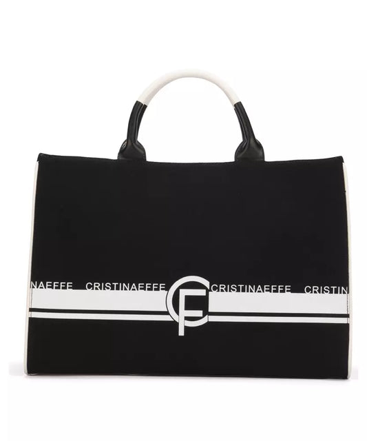 CRISTINAEFFE Elegant Fabric Shopper with Faux Leather Accents