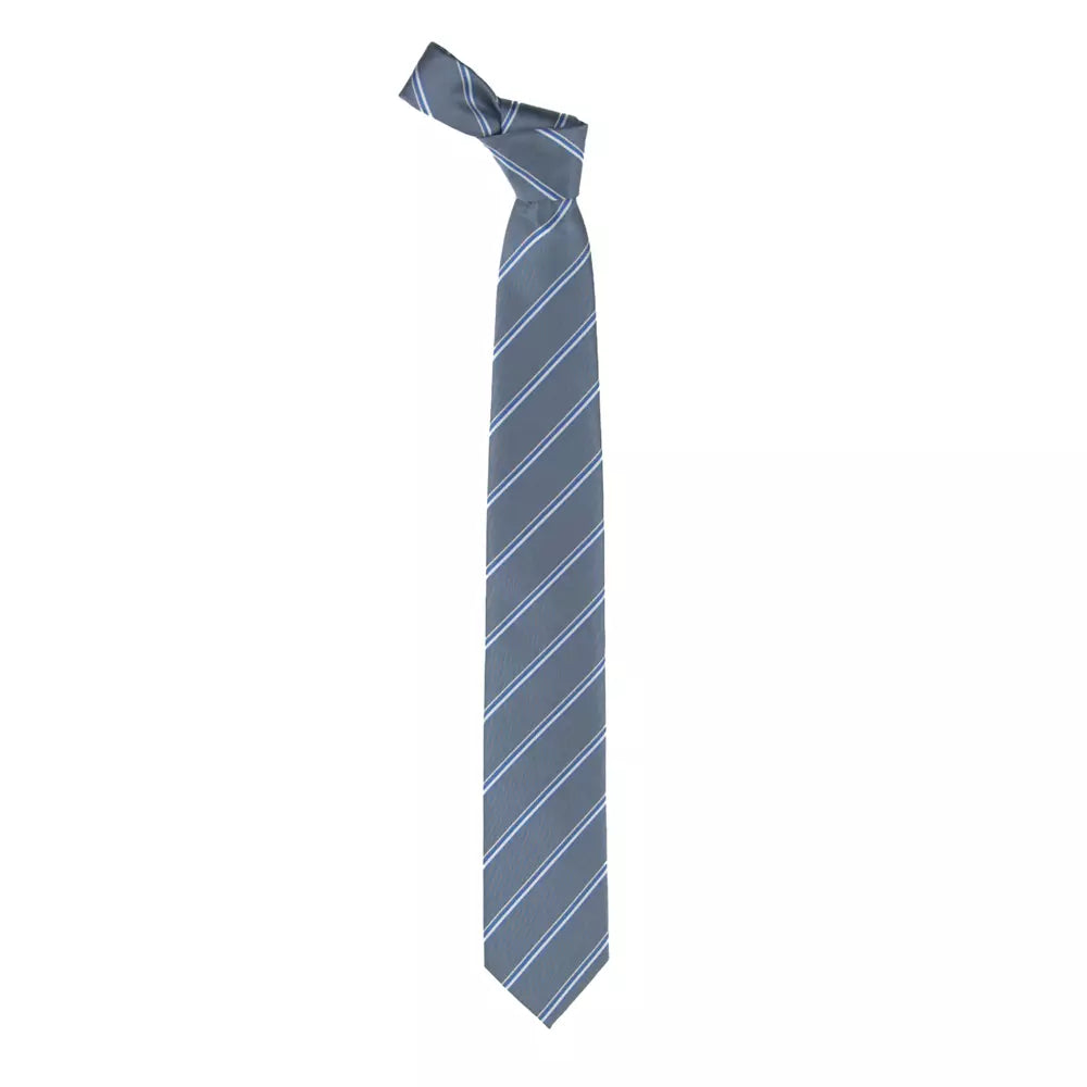 Emilio Romanelli Elegant Regimental Silk Tie in Gray