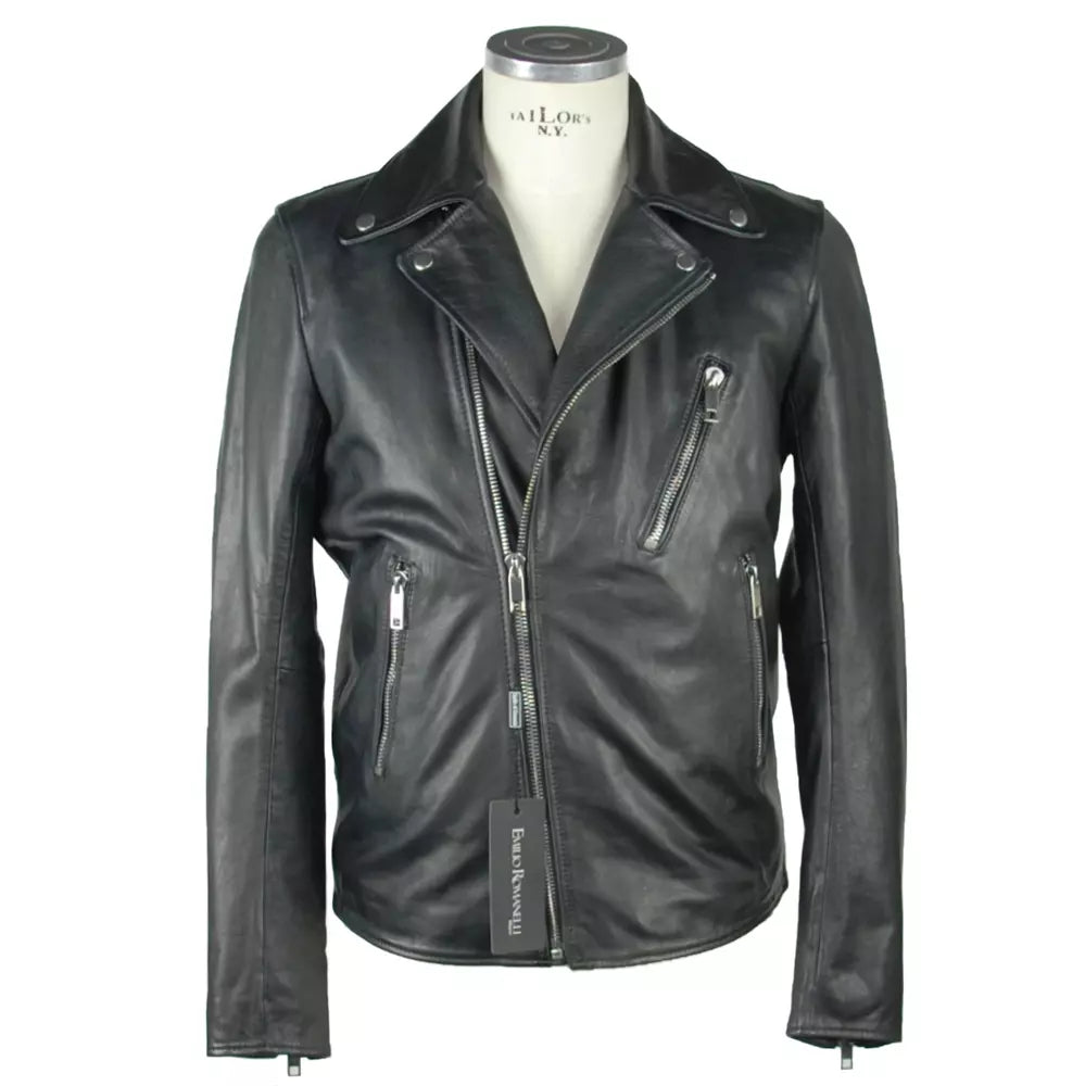 Emilio Romanelli Sleek Black Leather Jacket