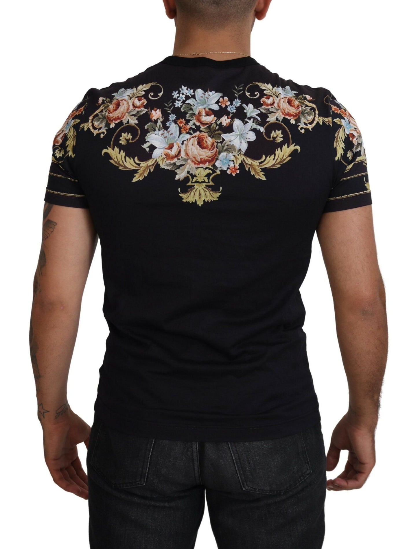 Dolce & Gabbana Floral Logo Print Cotton Tee