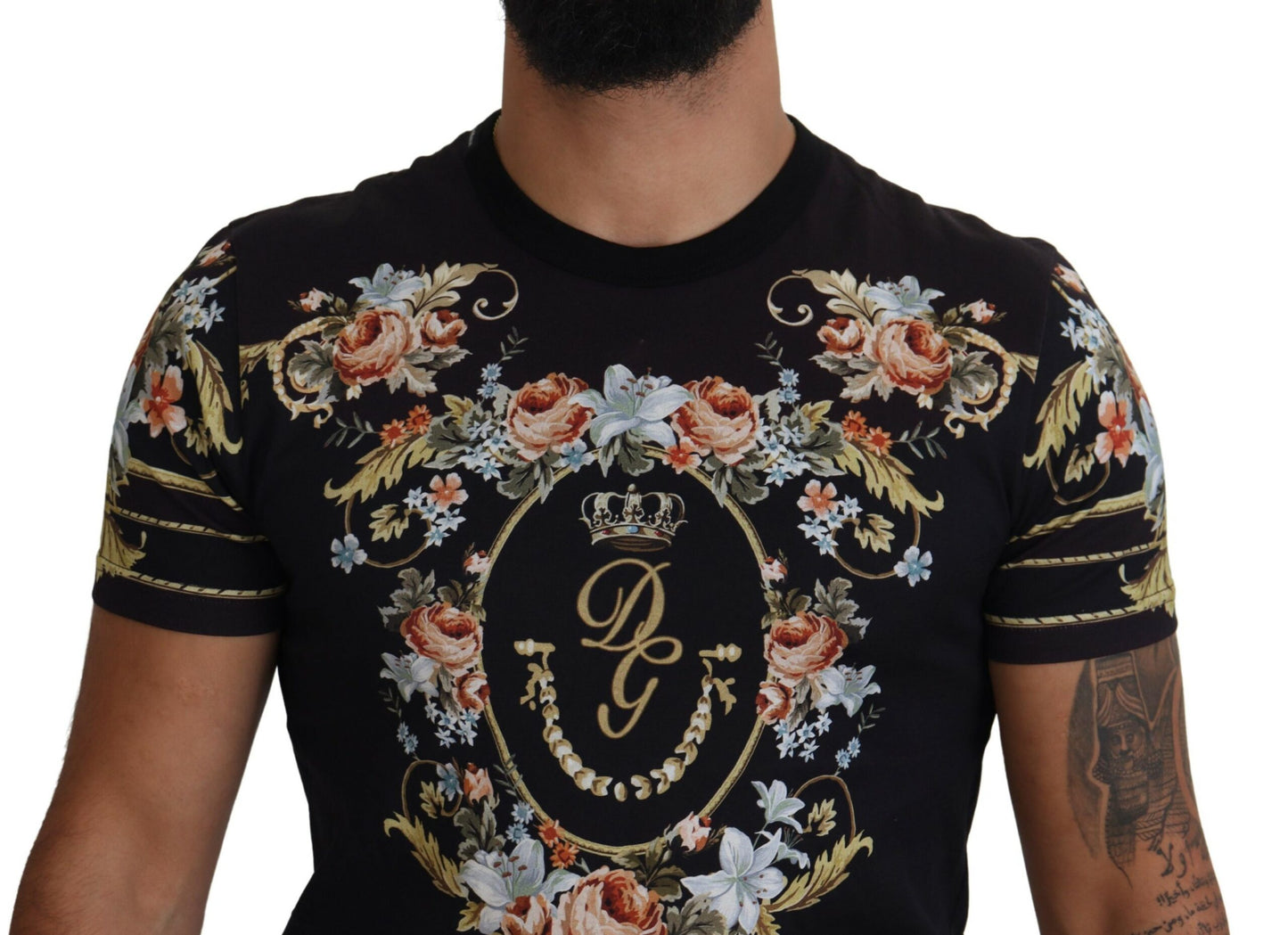 Dolce & Gabbana Floral Logo Print Cotton Tee