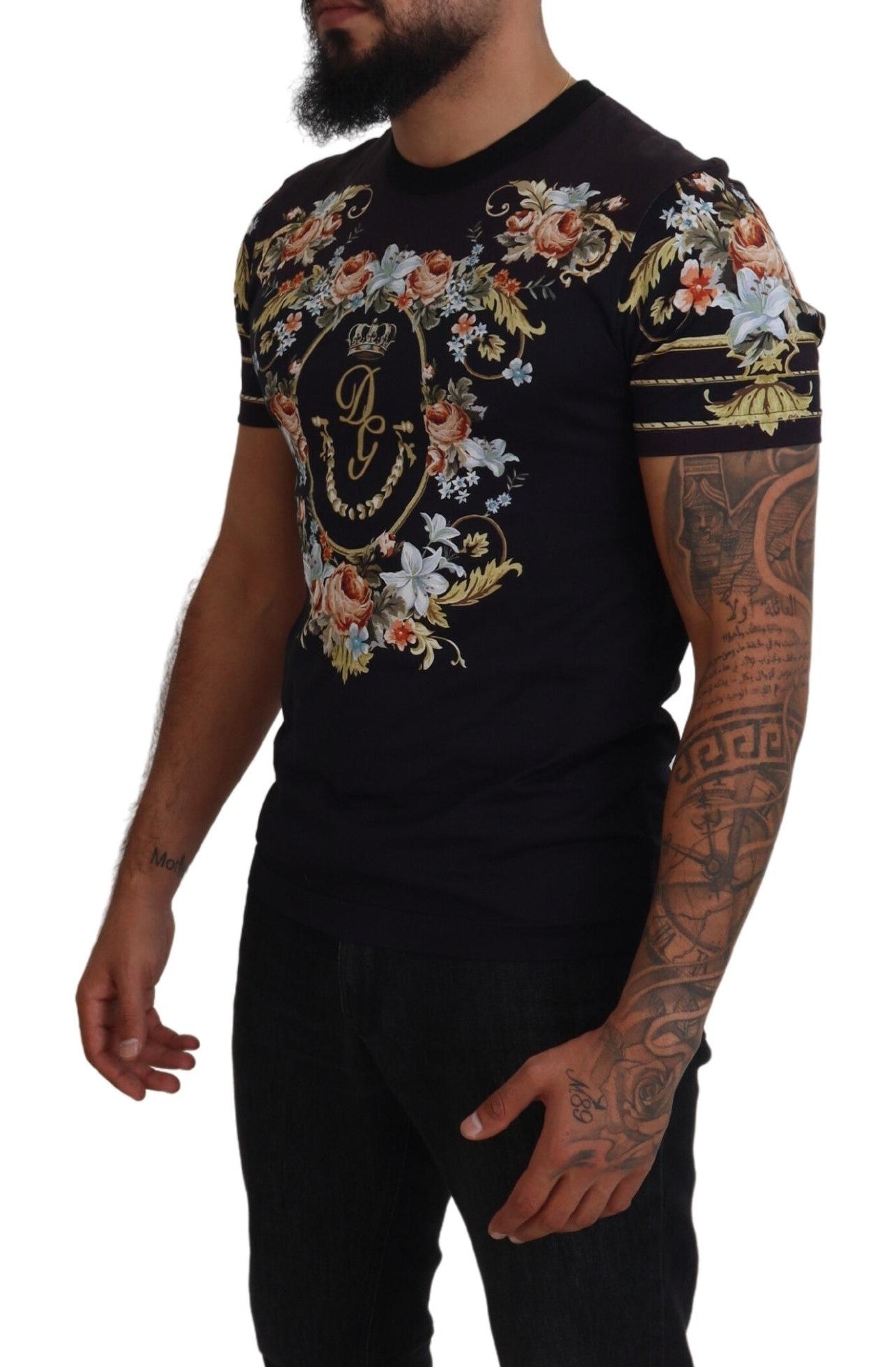 Dolce & Gabbana Floral Logo Print Cotton Tee