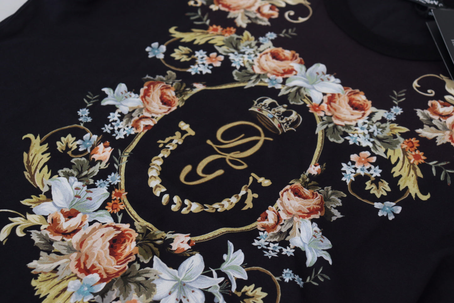 Dolce & Gabbana Floral Logo Print Cotton Tee