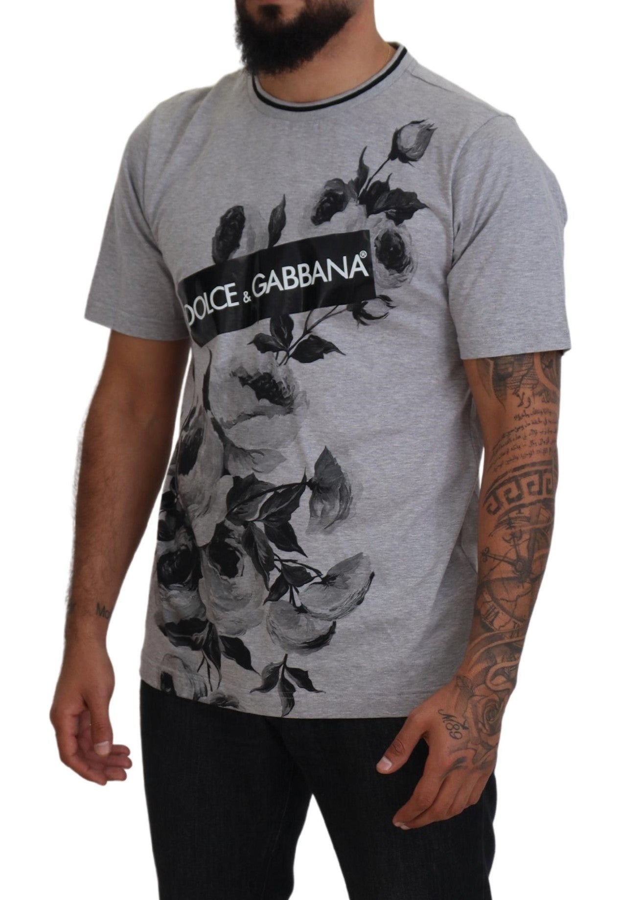 Dolce & Gabbana Elegant Floral Crew Neck Cotton Tee