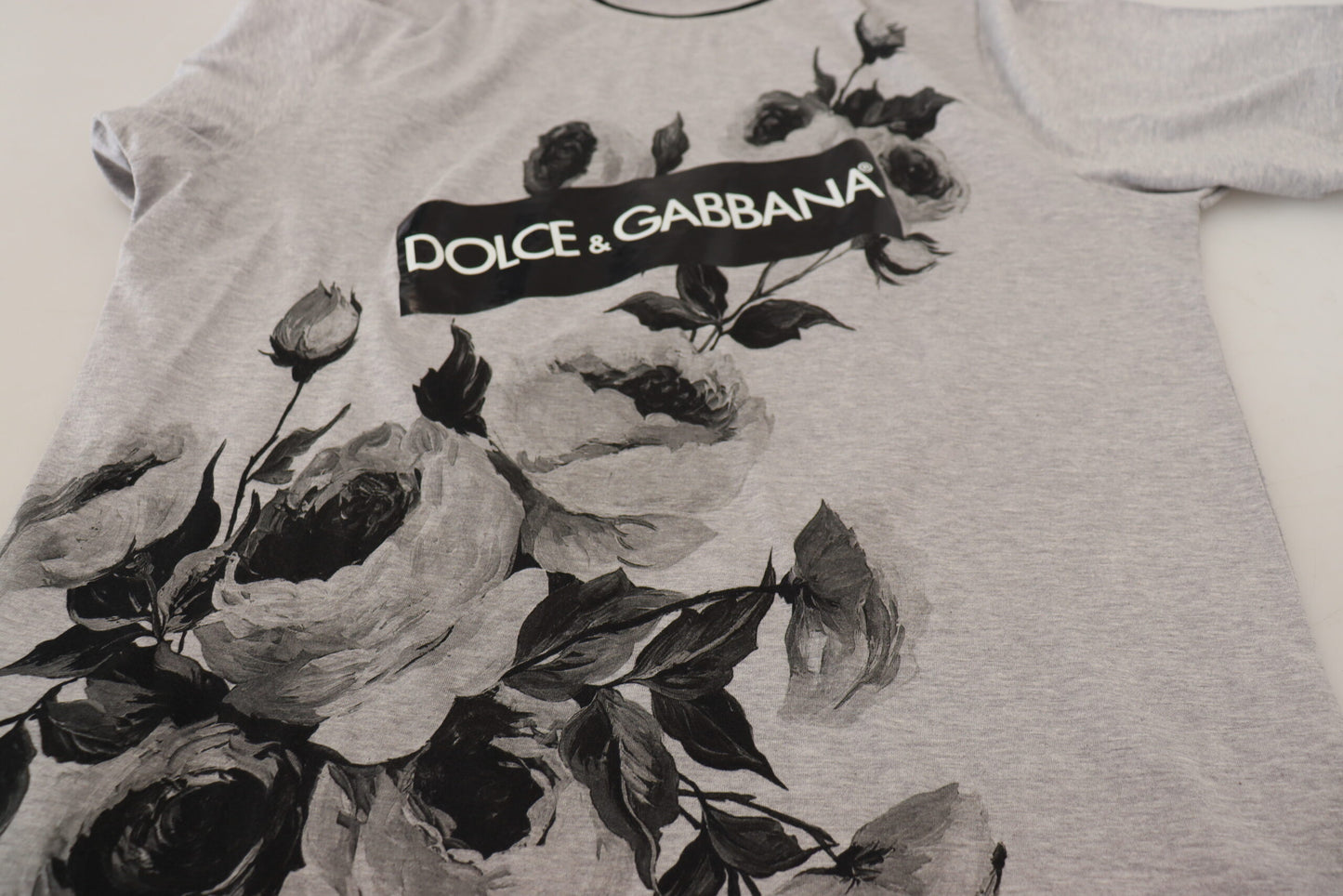 Dolce & Gabbana Elegant Floral Crew Neck Cotton Tee