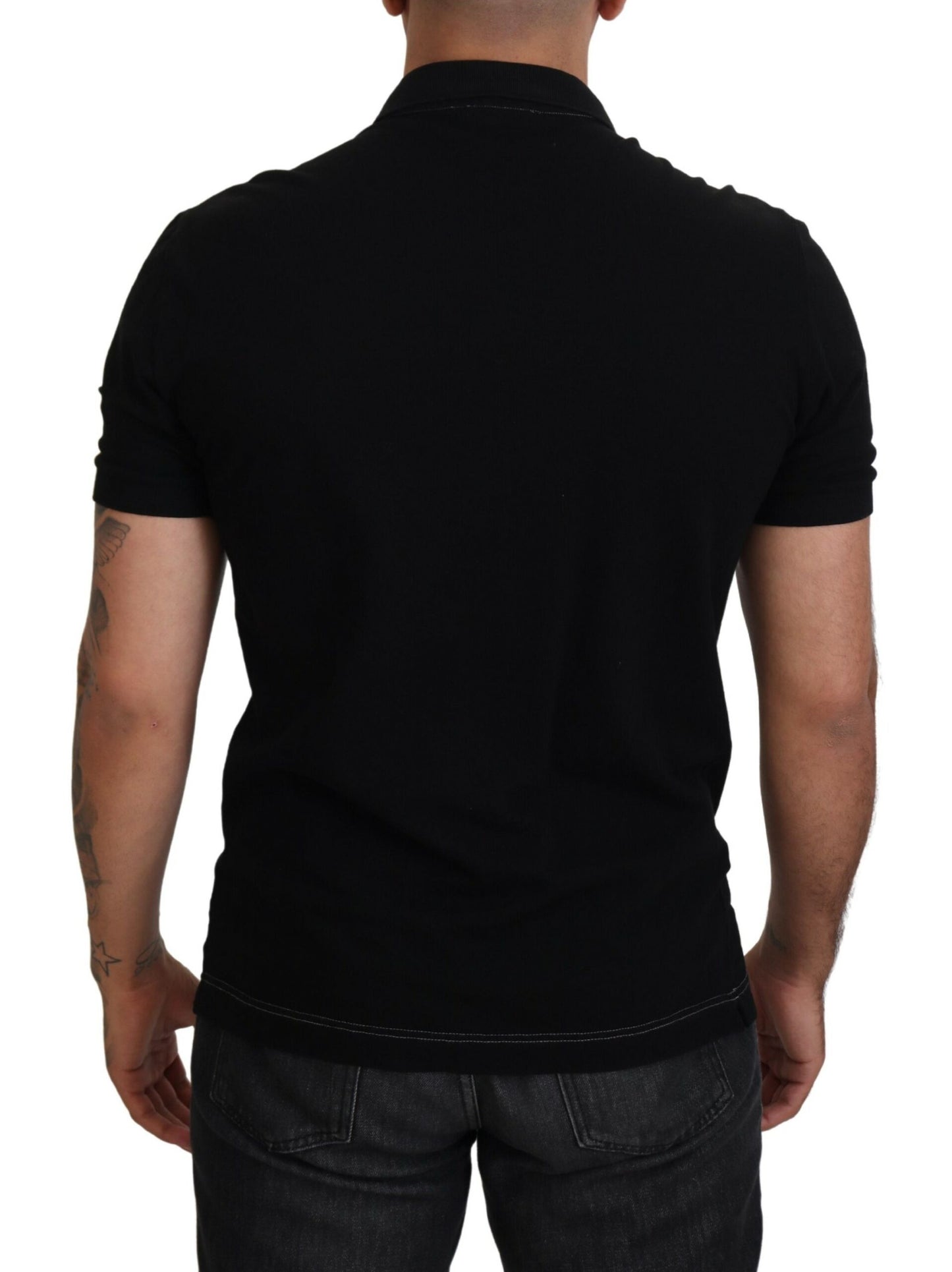 Dolce & Gabbana Elegant Crown Embroidered Black Polo