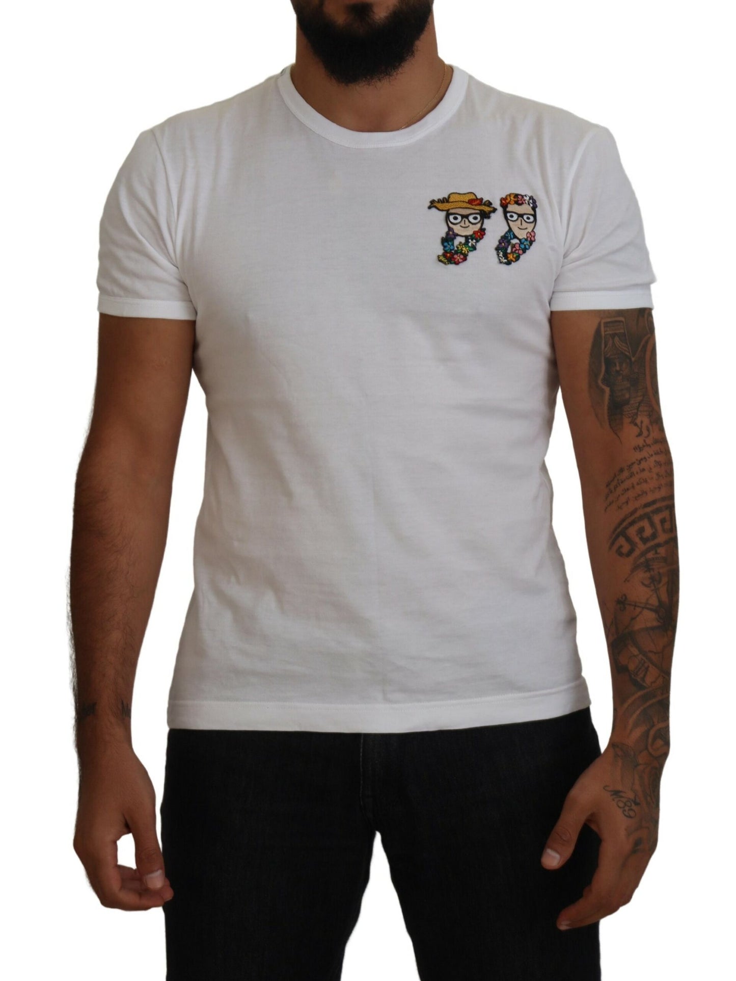 Dolce & Gabbana Elegant White Cotton Tee with #DGFamily Logo