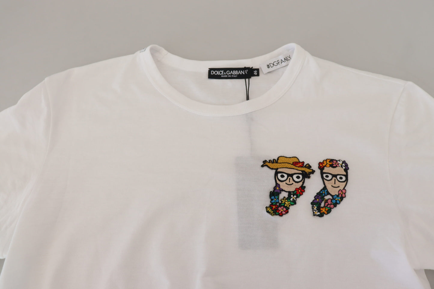 Dolce & Gabbana Elegant White Cotton Tee with #DGFamily Logo