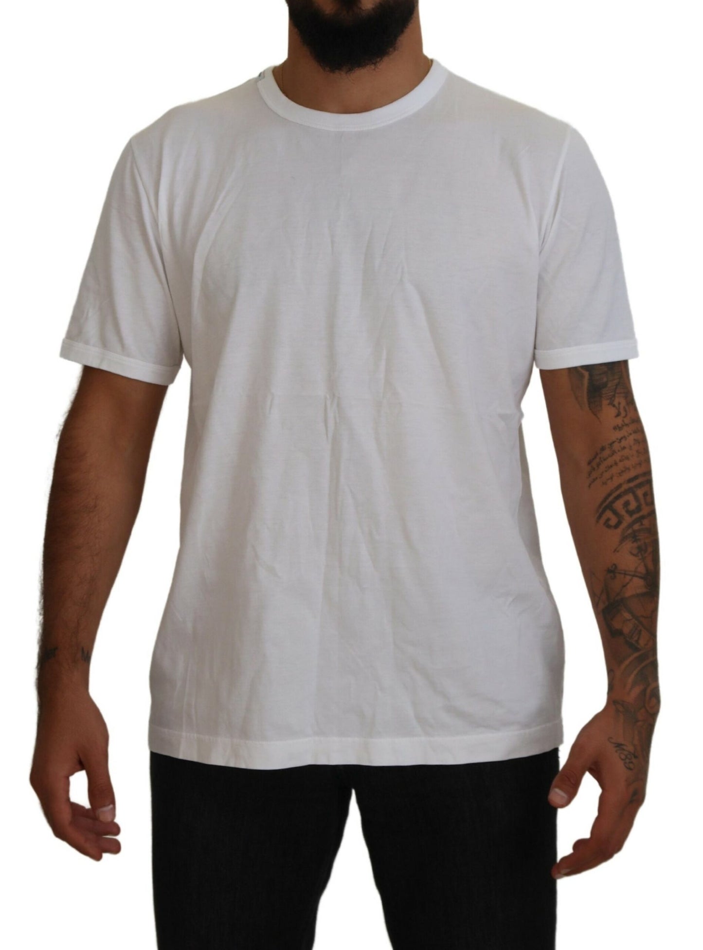 Dolce & Gabbana Elegant White Crew Neck Cotton Tee