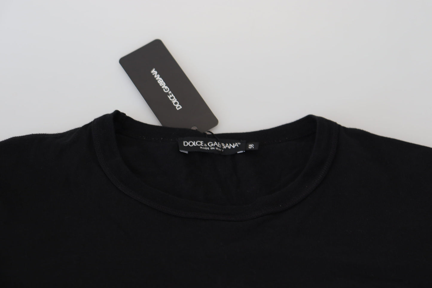 Dolce & Gabbana Elegant Crew Neck Logo Tee in Black