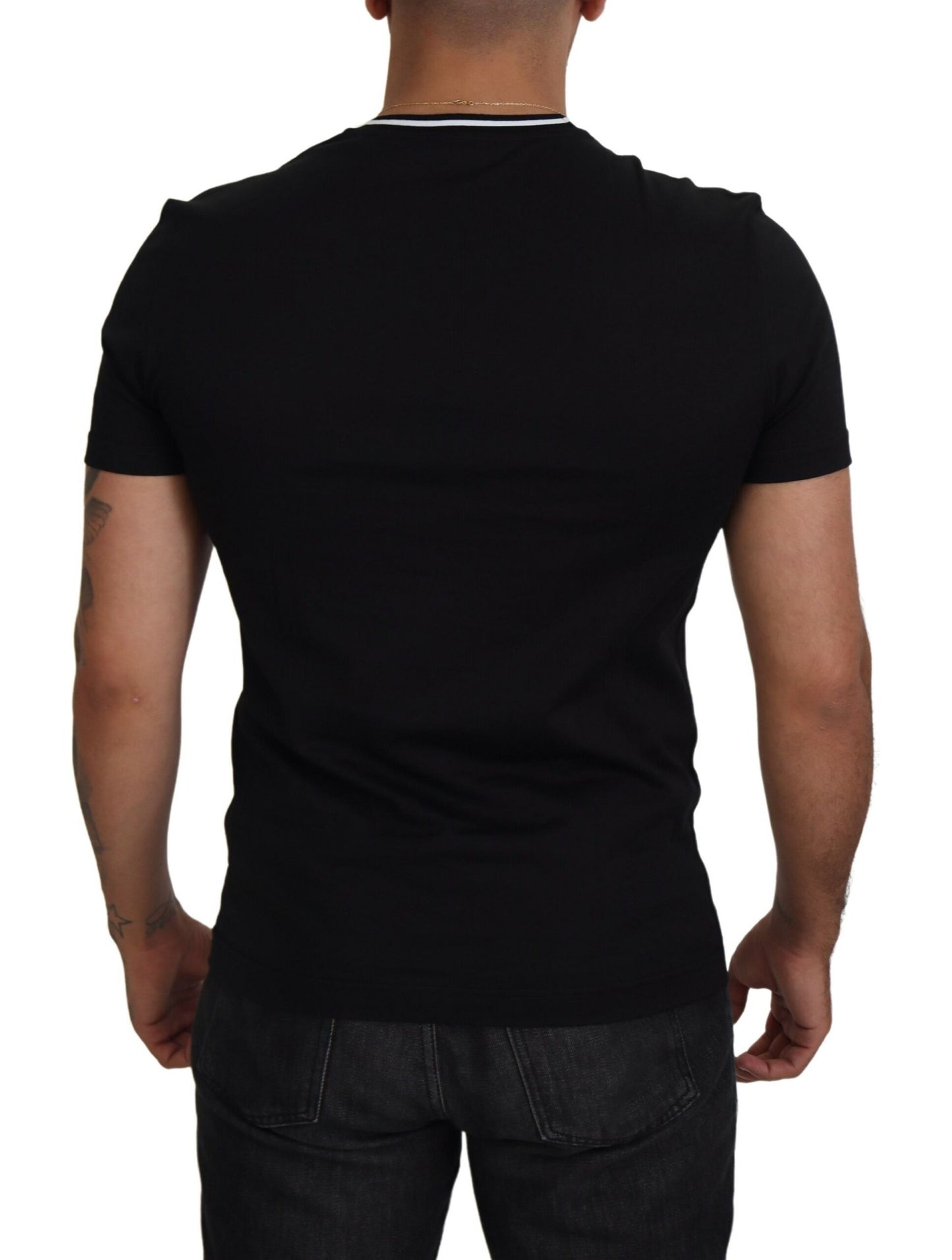 Dolce & Gabbana Elegant Black Crew Neck Tee with Logo