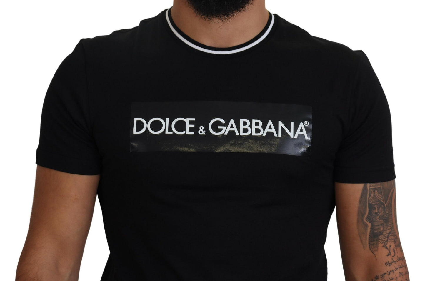 Dolce & Gabbana Elegant Black Crew Neck Tee with Logo