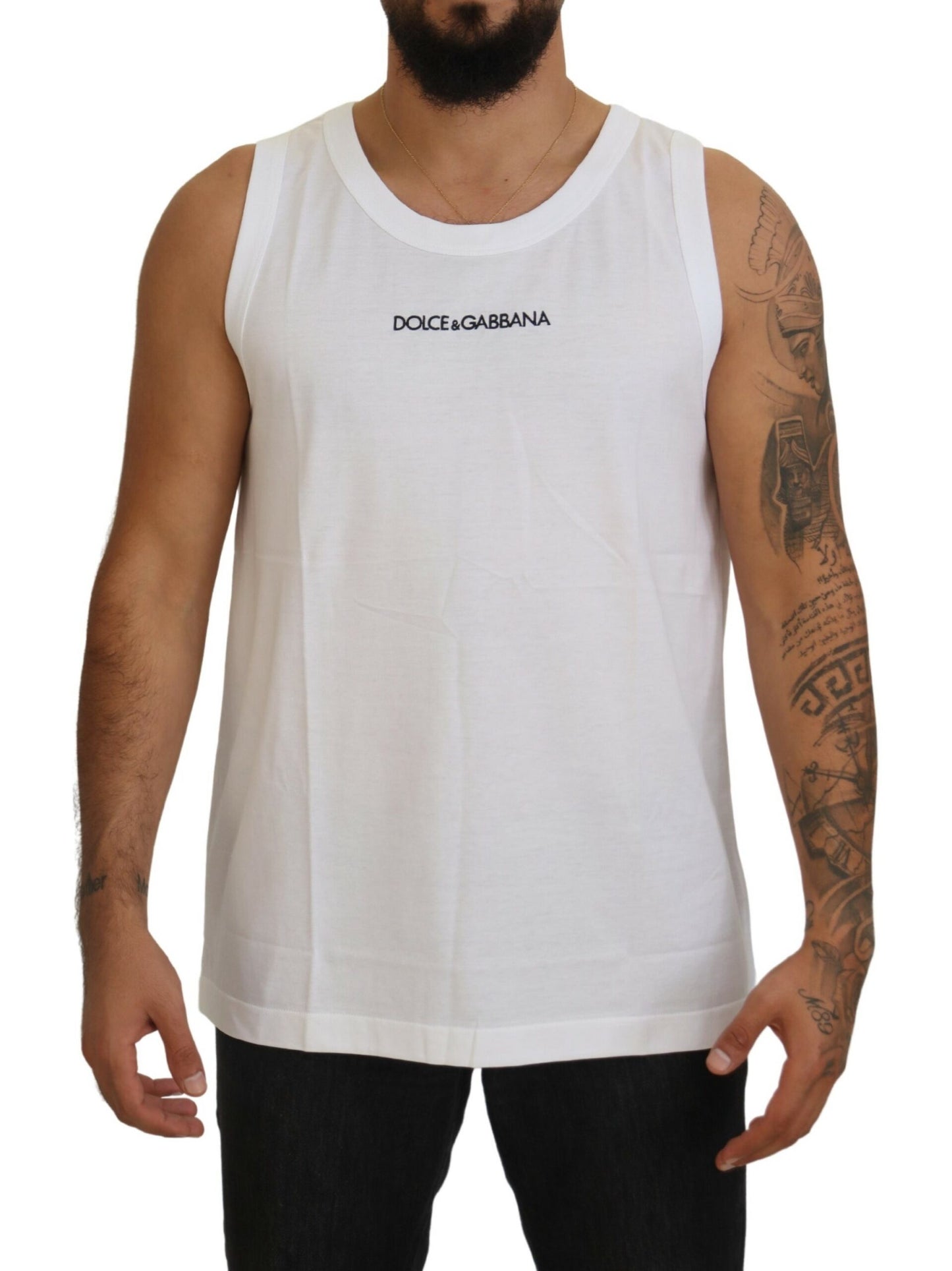 Dolce & Gabbana Elegant Sleeveless Logo Tank in Pure White