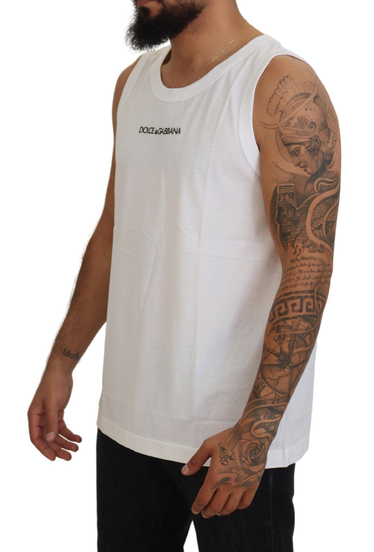 Dolce & Gabbana Elegant Sleeveless Logo Tank in Pure White