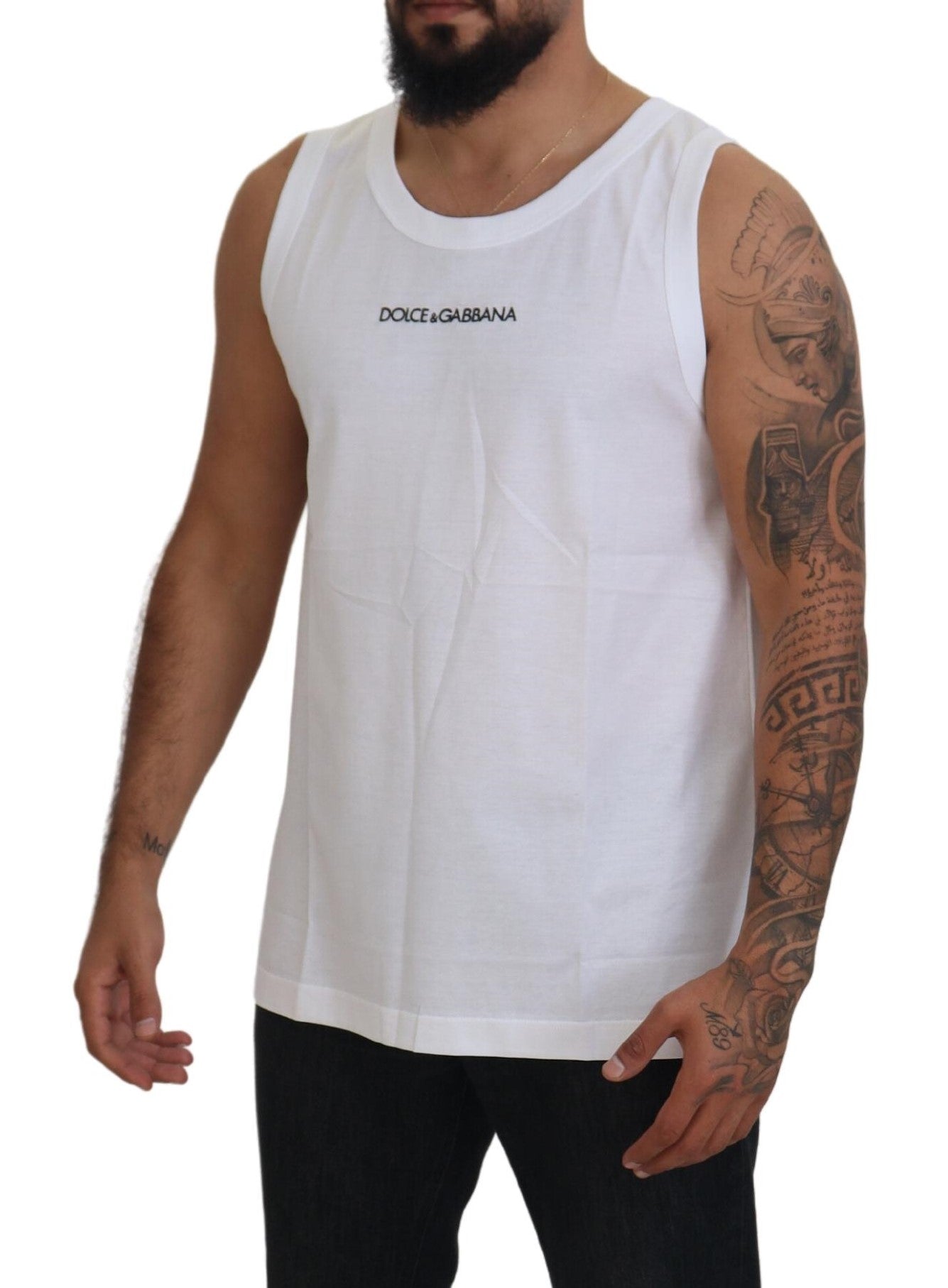 Dolce & Gabbana Elegant Sleeveless Logo Tank in Pure White