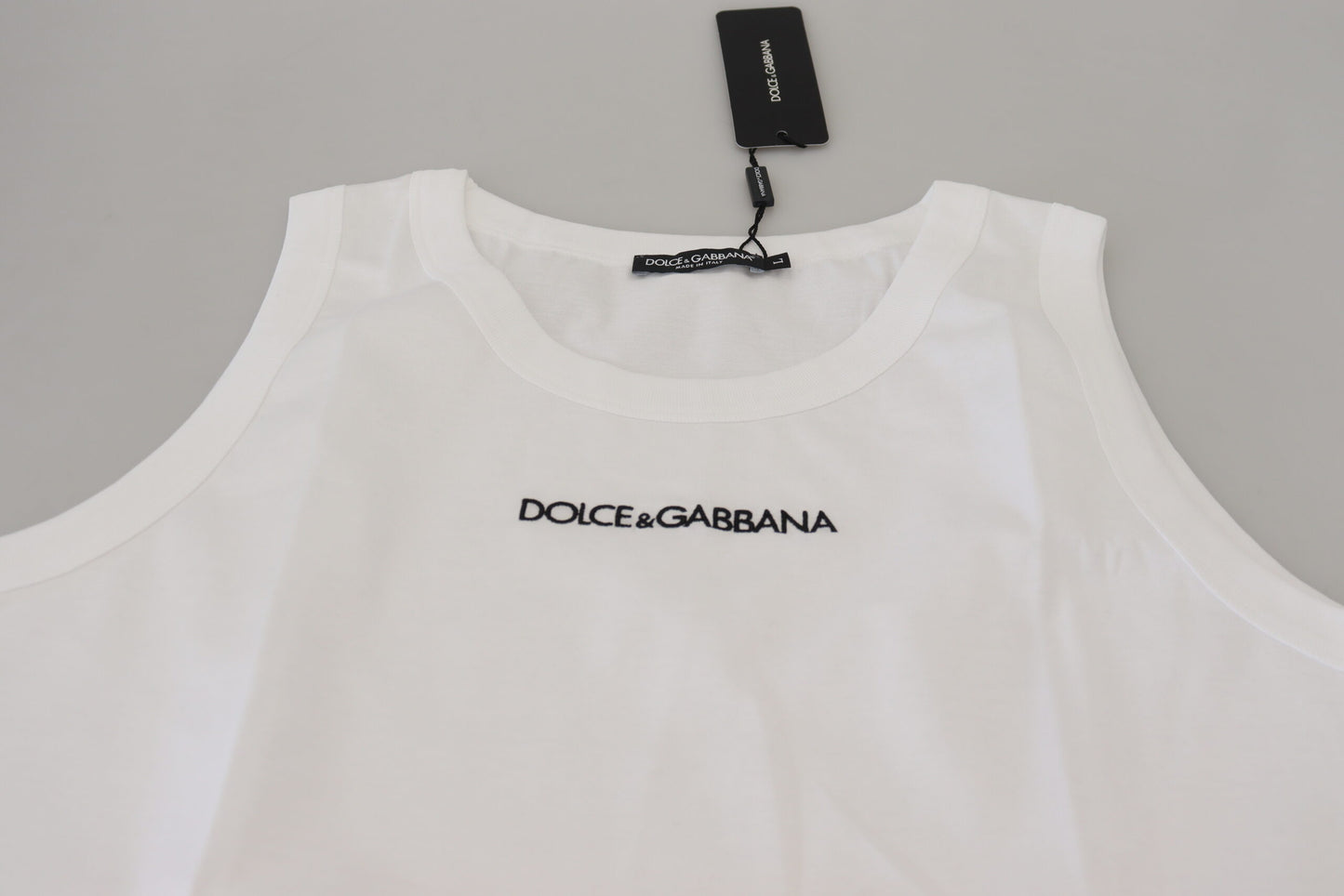 Dolce & Gabbana Elegant Sleeveless Logo Tank in Pure White