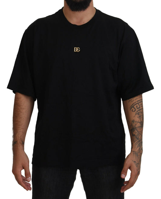 Dolce & Gabbana Elegant Gold Logo Crewneck Tee