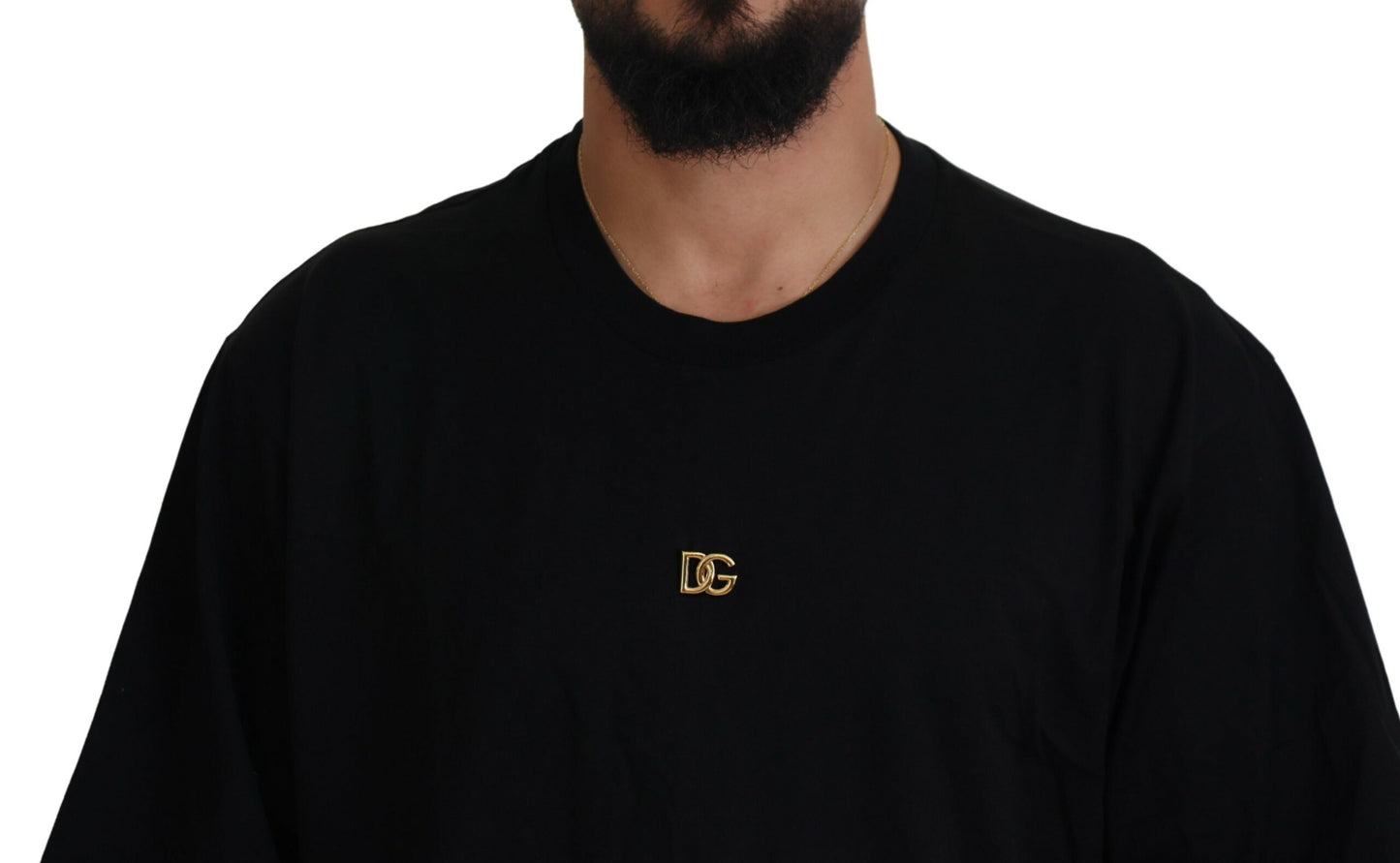 Dolce & Gabbana Elegant Gold Logo Crewneck Tee