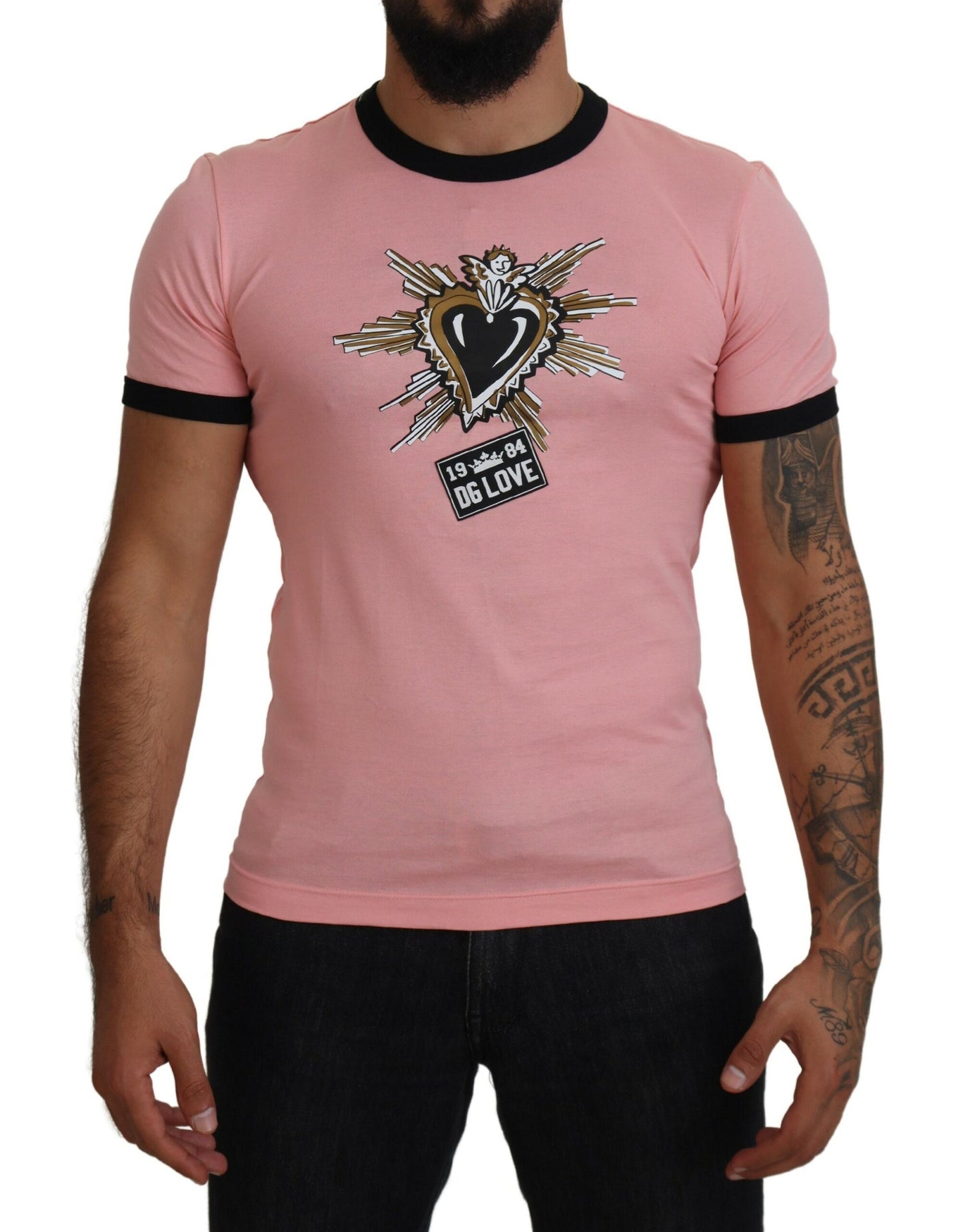 Dolce & Gabbana Chic Pink Short Sleeve Logo Tee