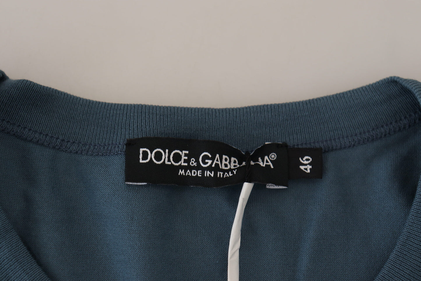 Dolce & Gabbana Elegant Blue Crew Neck Logo Tee