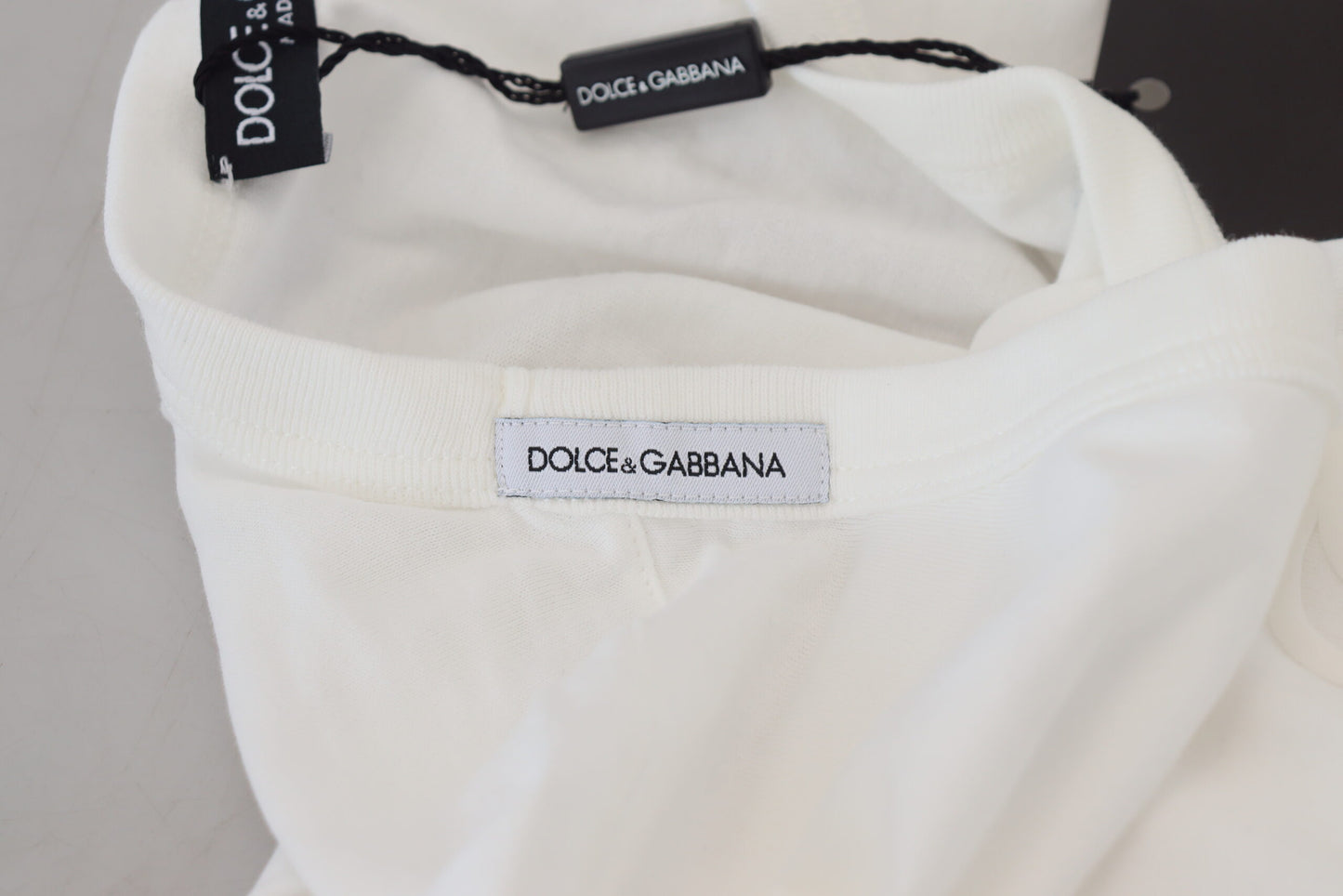 Dolce & Gabbana Elegant White Crew Neck Logo Tee