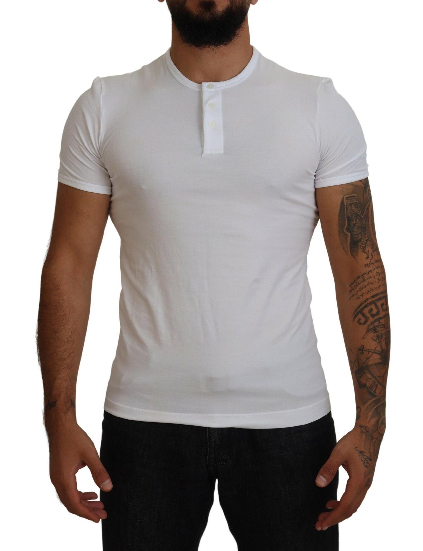 Dolce & Gabbana Elegant White Logo Embroidered T-Shirt