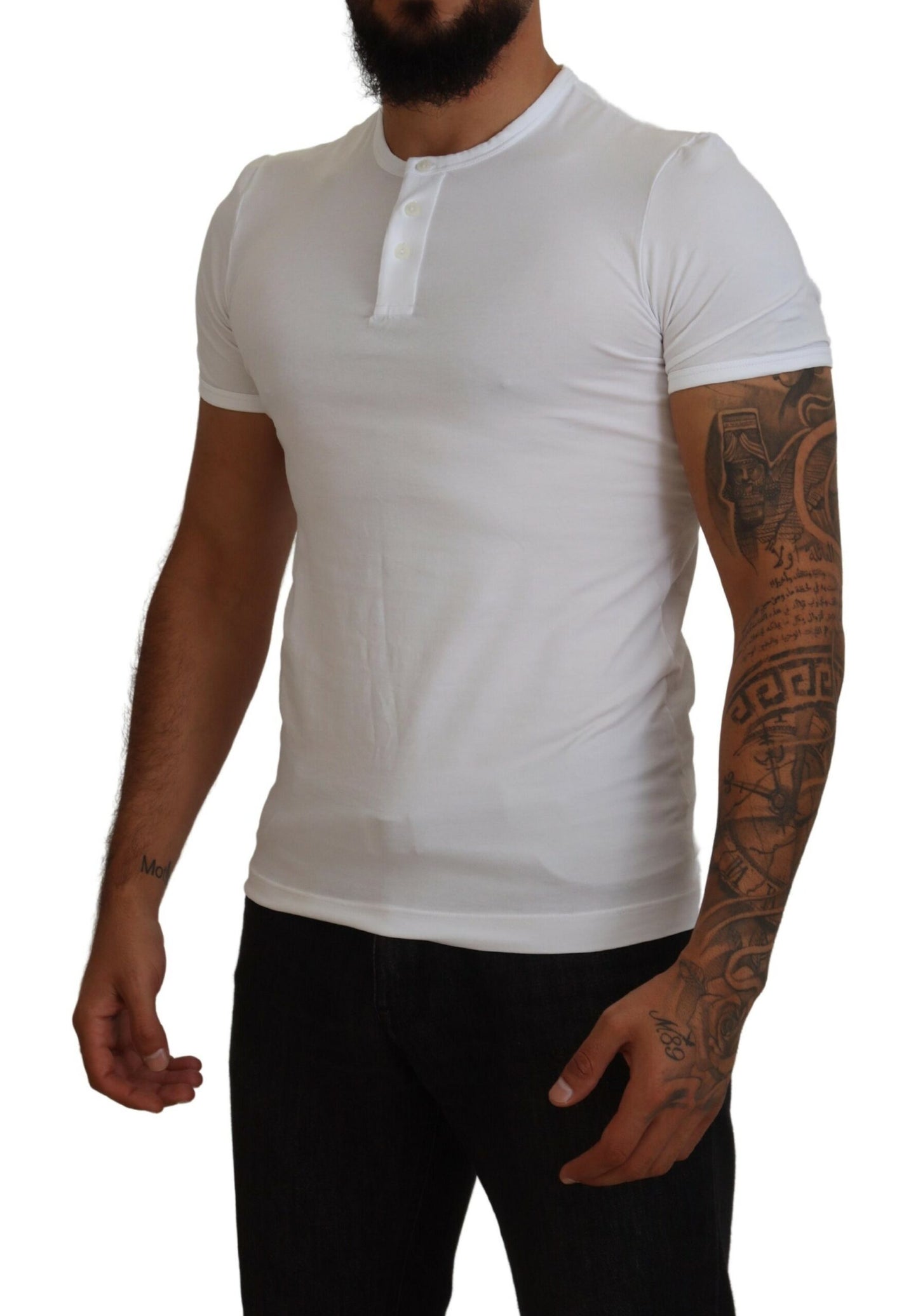 Dolce & Gabbana Elegant White Logo Embroidered T-Shirt