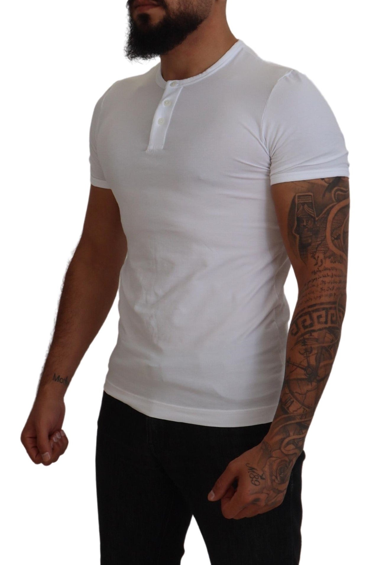 Dolce & Gabbana Elegant White Logo Embroidered T-Shirt