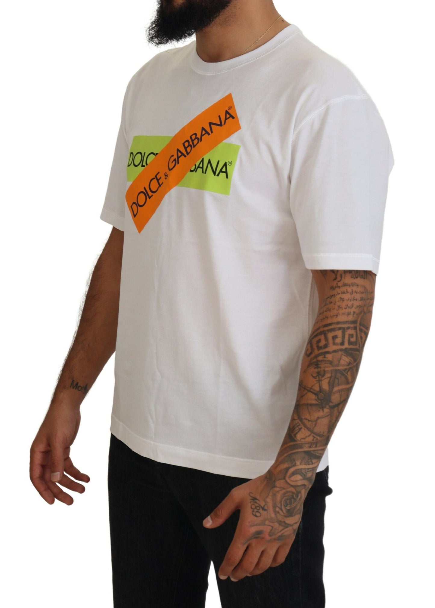 Dolce & Gabbana Elegant White Crew Neck Logo Tee