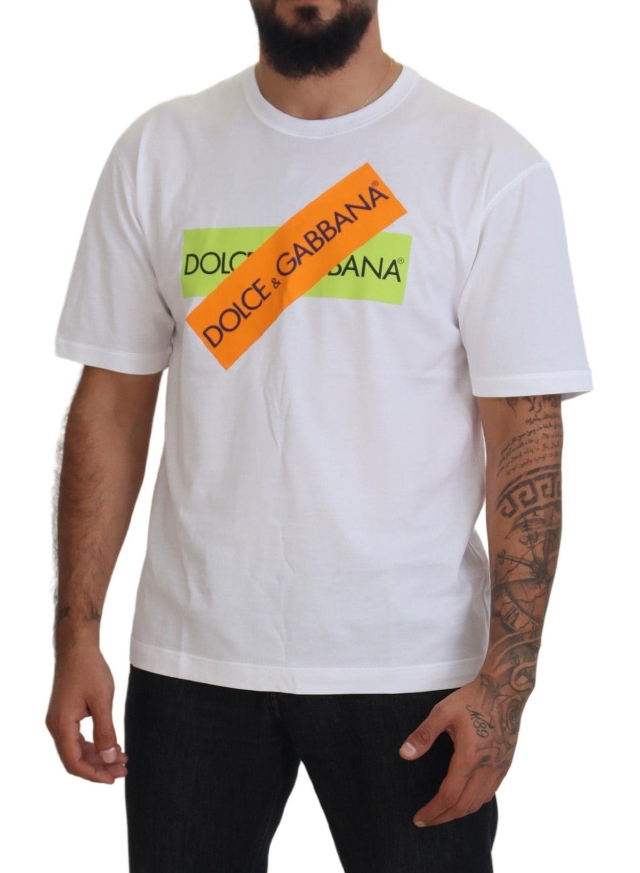 Dolce & Gabbana Elegant White Crew Neck Logo Tee