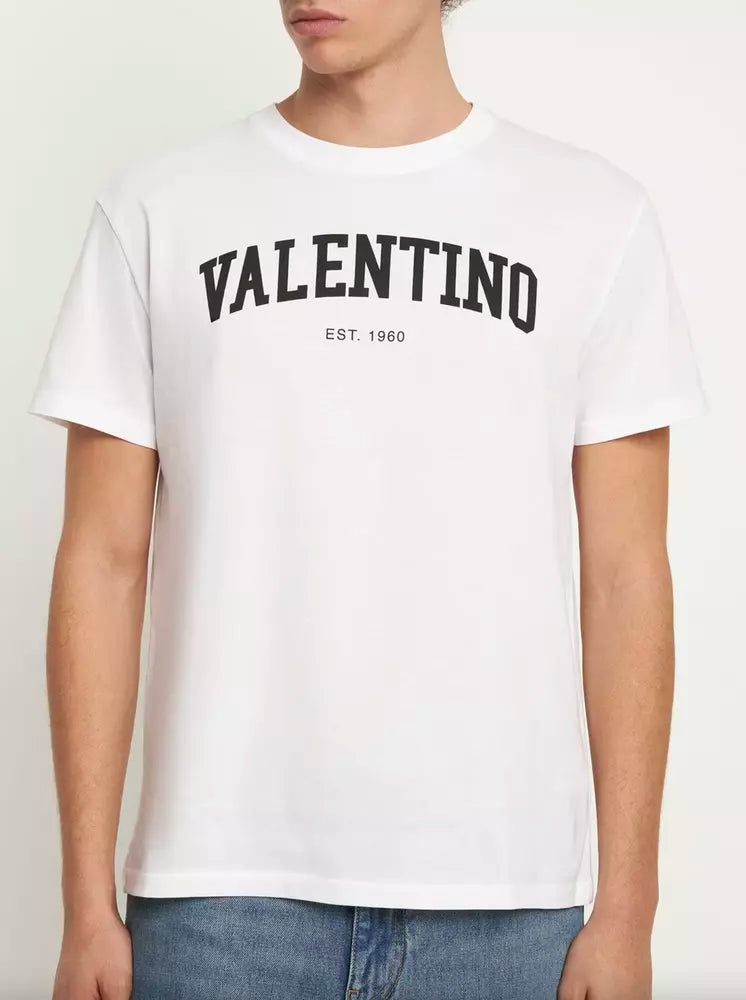 Valentino Elegant White Cotton Crewneck Tee