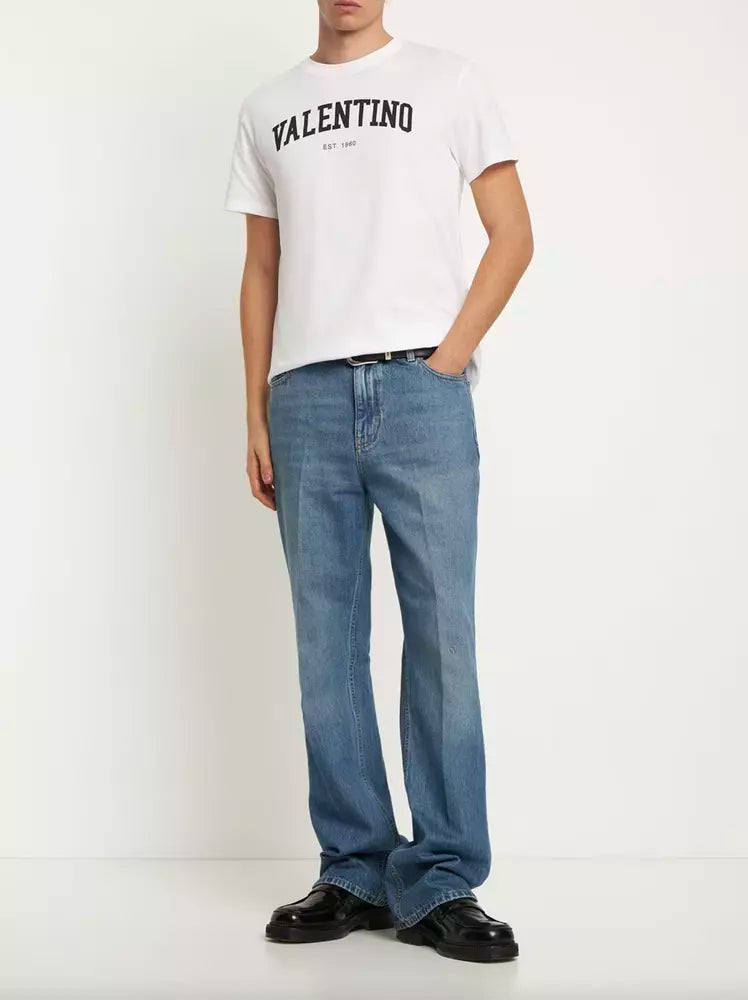 Valentino Elegant White Cotton Crewneck Tee