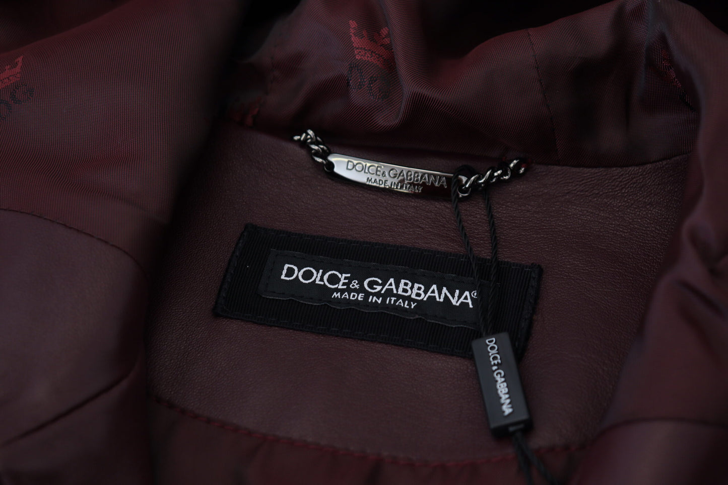 Dolce & Gabbana Maroon Hooded Leather Masterpiece Jacket