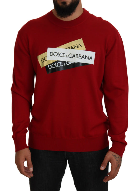 Dolce & Gabbana Red Virgin Wool Pullover Sweater