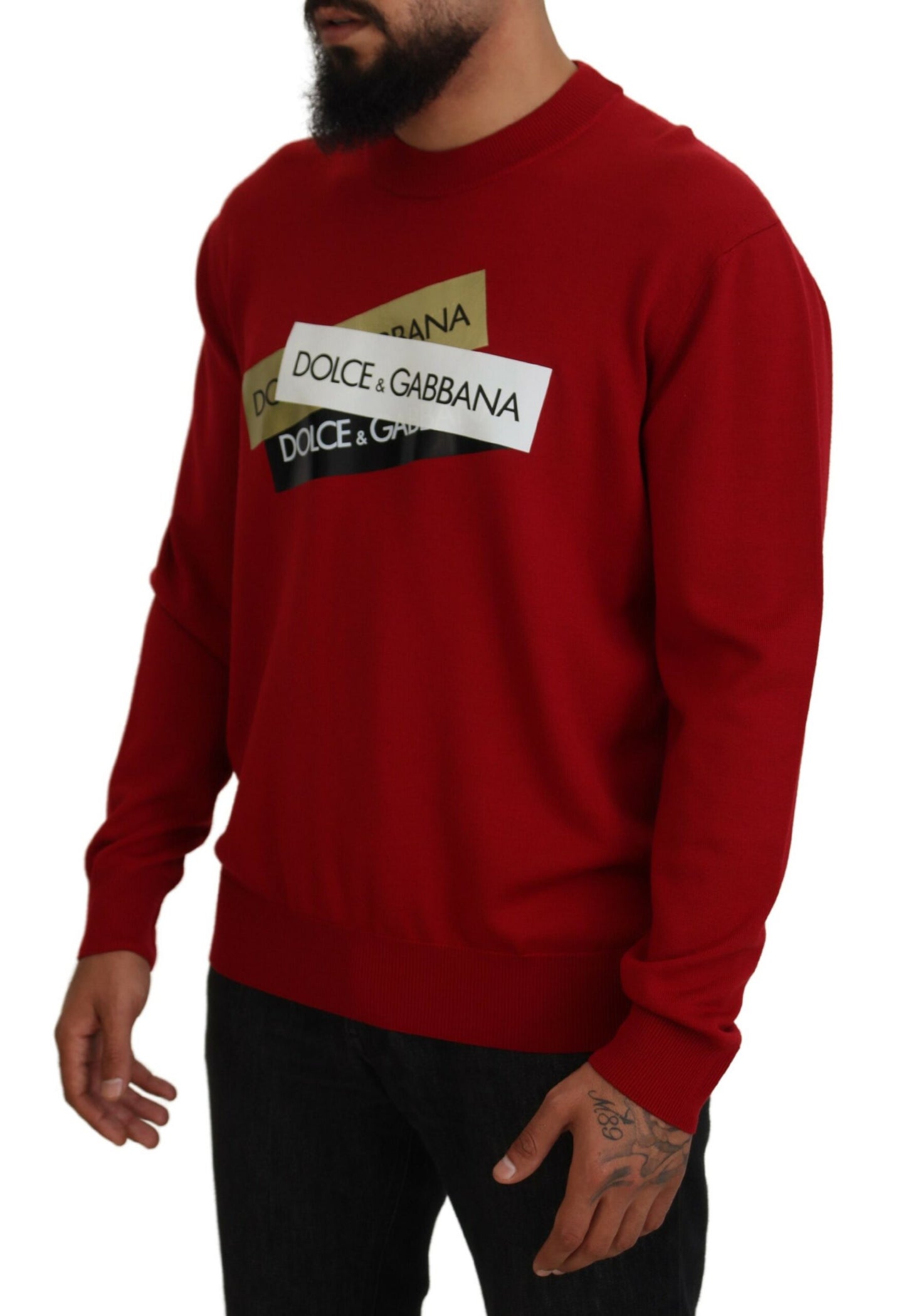 Dolce & Gabbana Red Virgin Wool Pullover Sweater