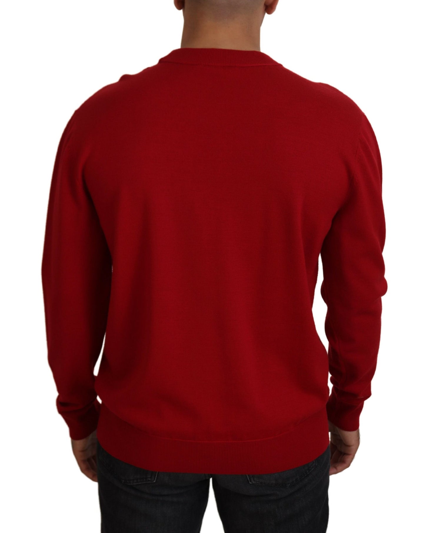 Dolce & Gabbana Red Virgin Wool Pullover Sweater