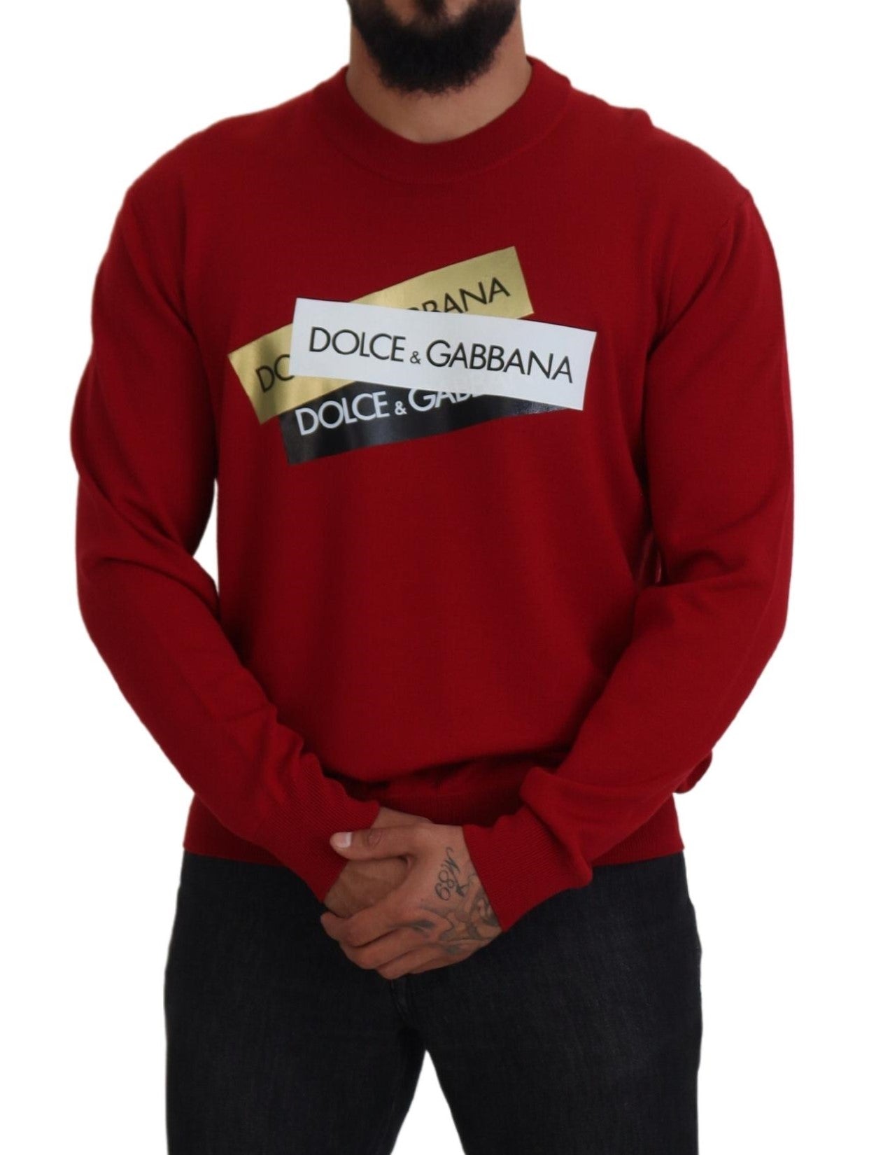 Dolce & Gabbana Red Virgin Wool Pullover Sweater