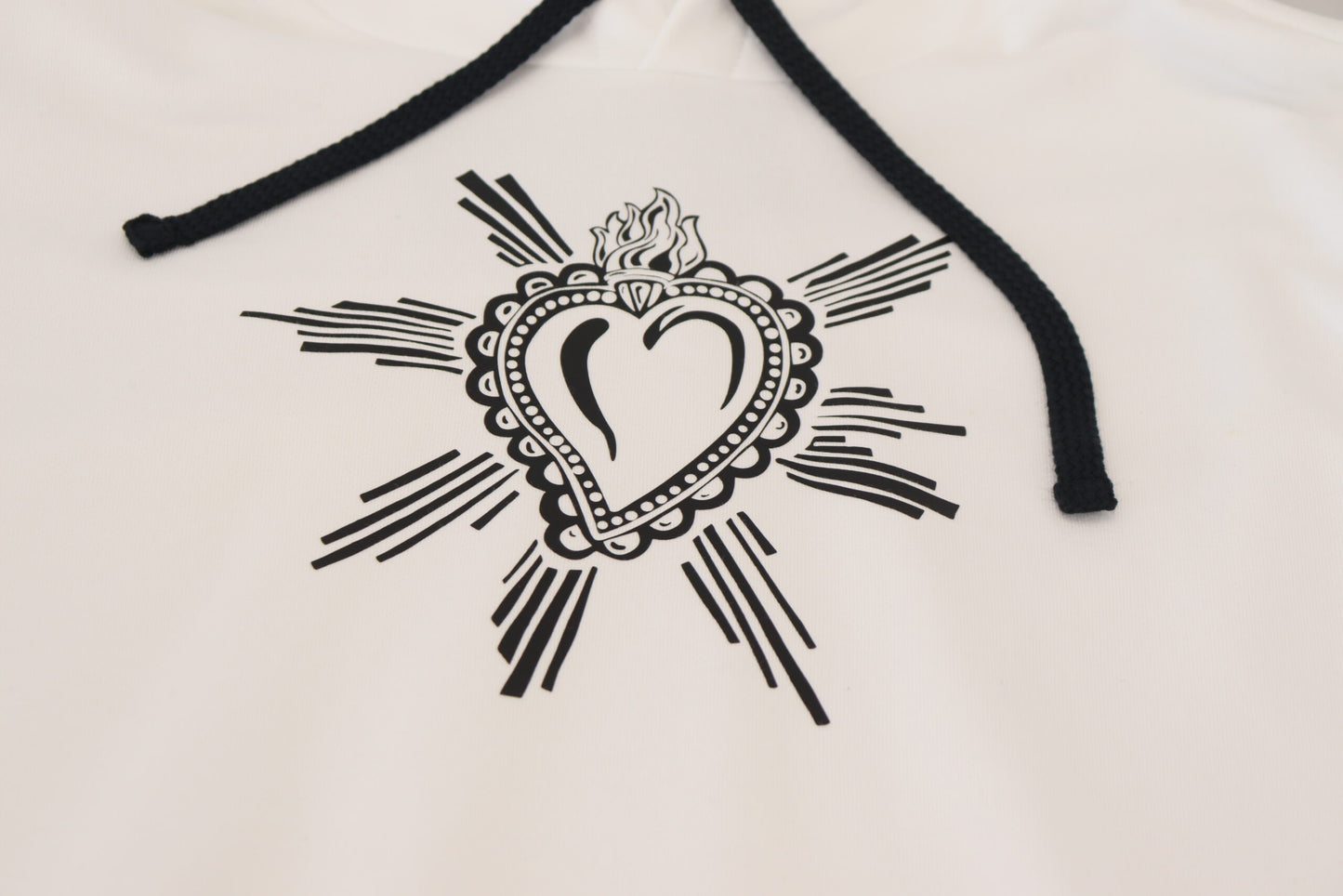 Dolce & Gabbana Sacred Heart Hooded White Sweater