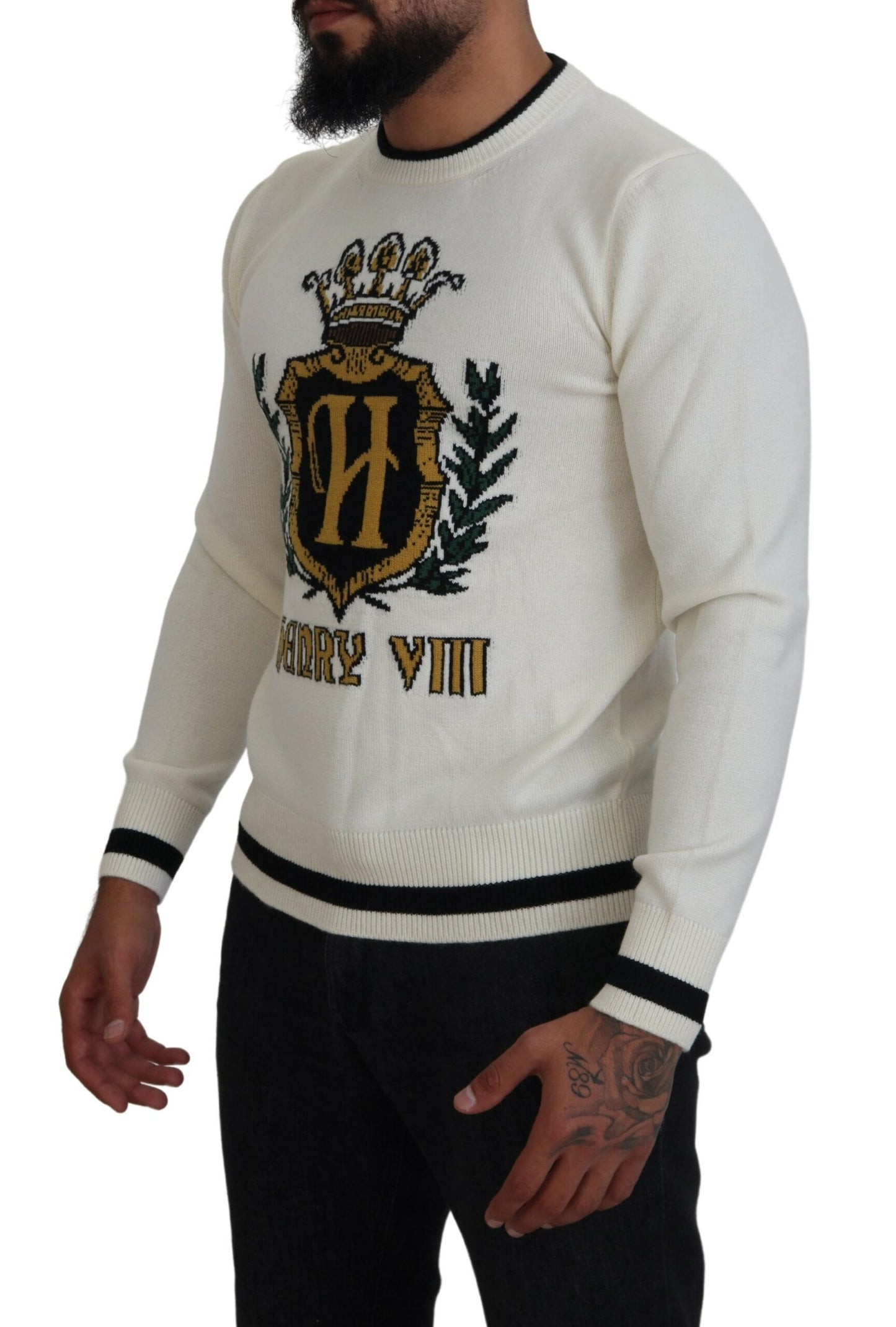 Dolce & Gabbana Elegant White Cashmere Pullover Sweater