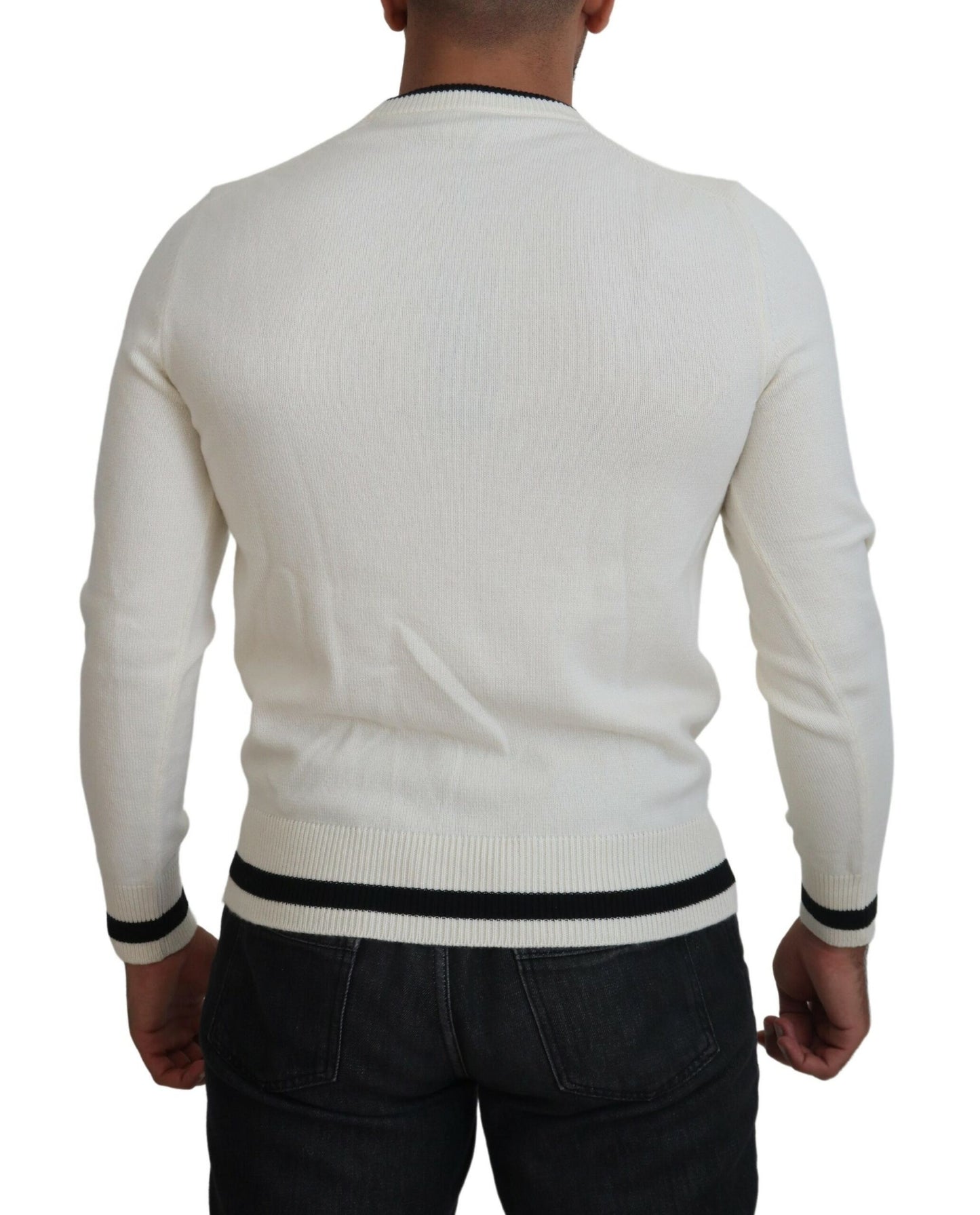 Dolce & Gabbana Elegant White Cashmere Pullover Sweater