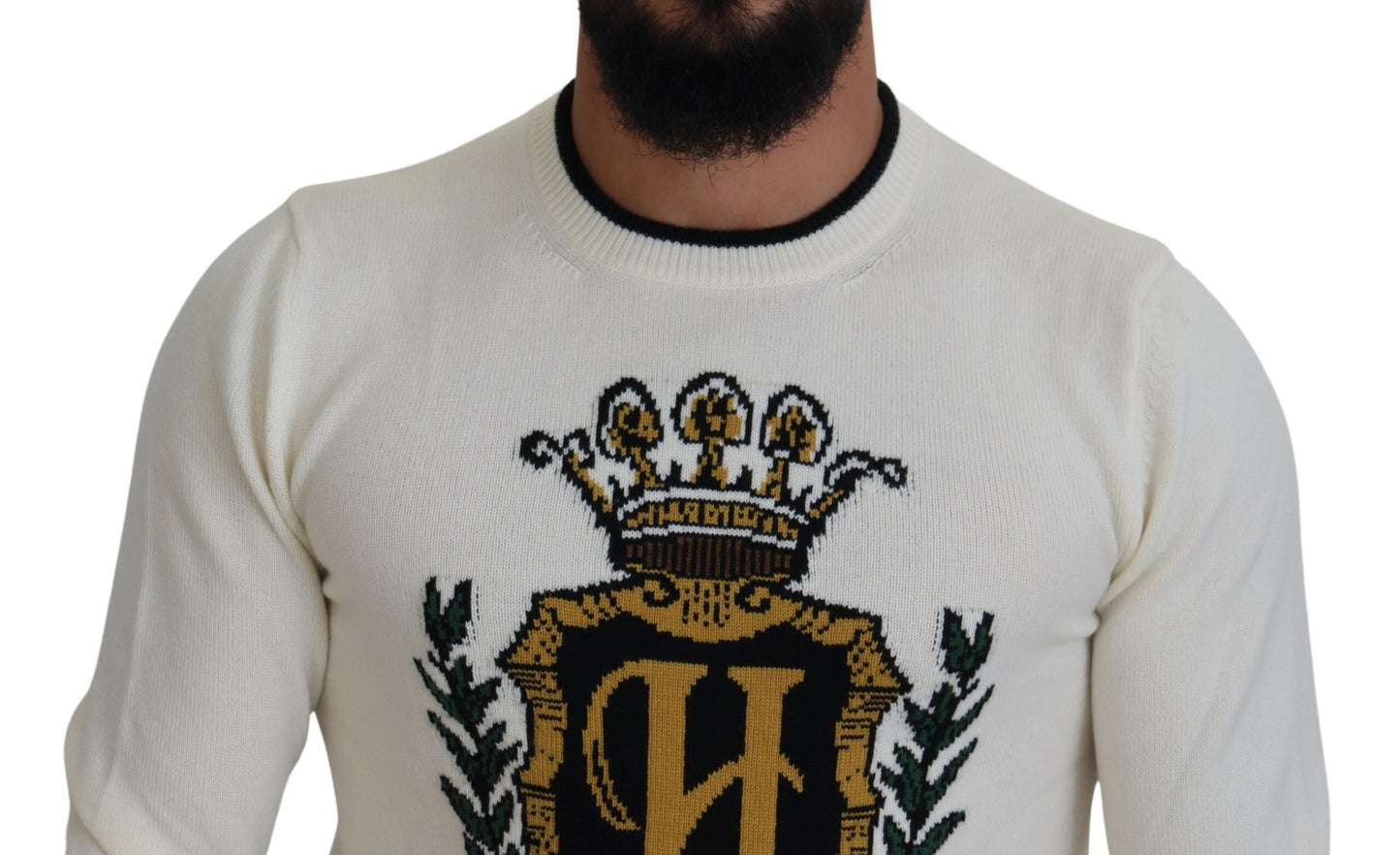 Dolce & Gabbana Elegant White Cashmere Pullover Sweater