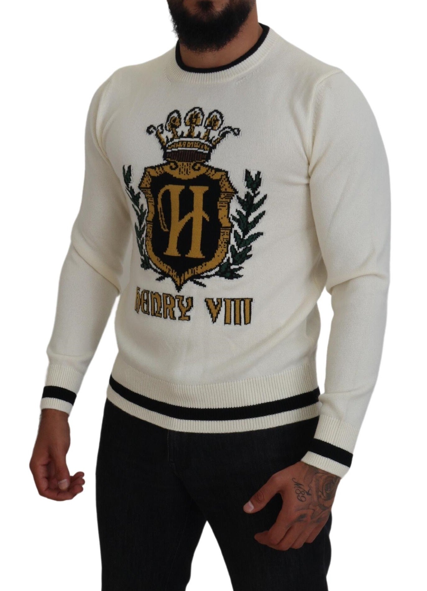 Dolce & Gabbana Elegant White Cashmere Pullover Sweater