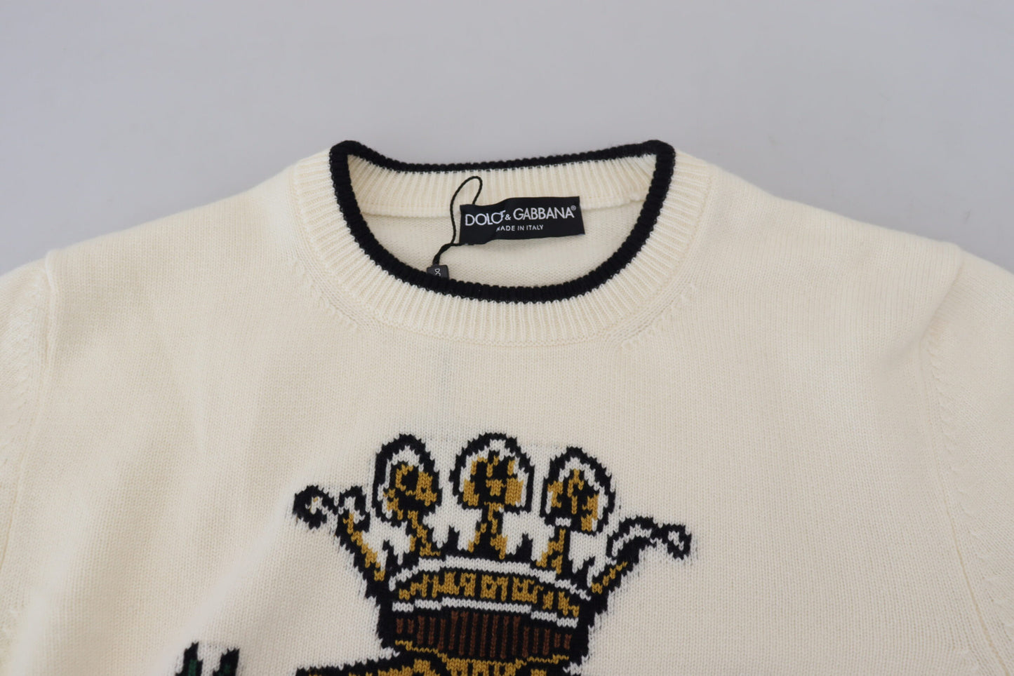 Dolce & Gabbana Elegant White Cashmere Pullover Sweater