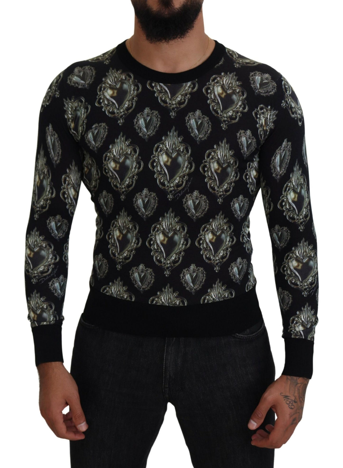 Dolce & Gabbana Elegant Silk Sacred Heart Sweater