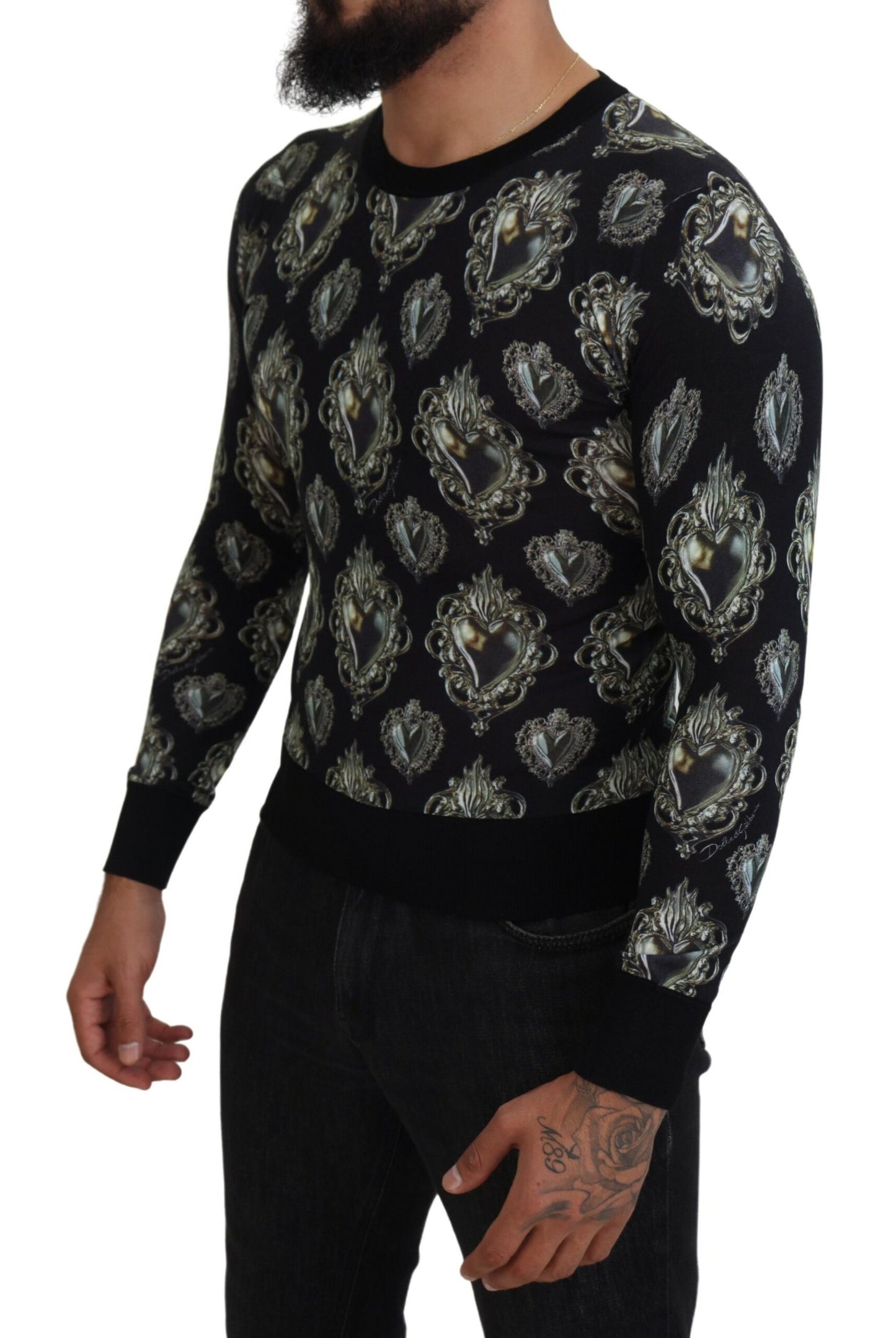 Dolce & Gabbana Elegant Silk Sacred Heart Sweater