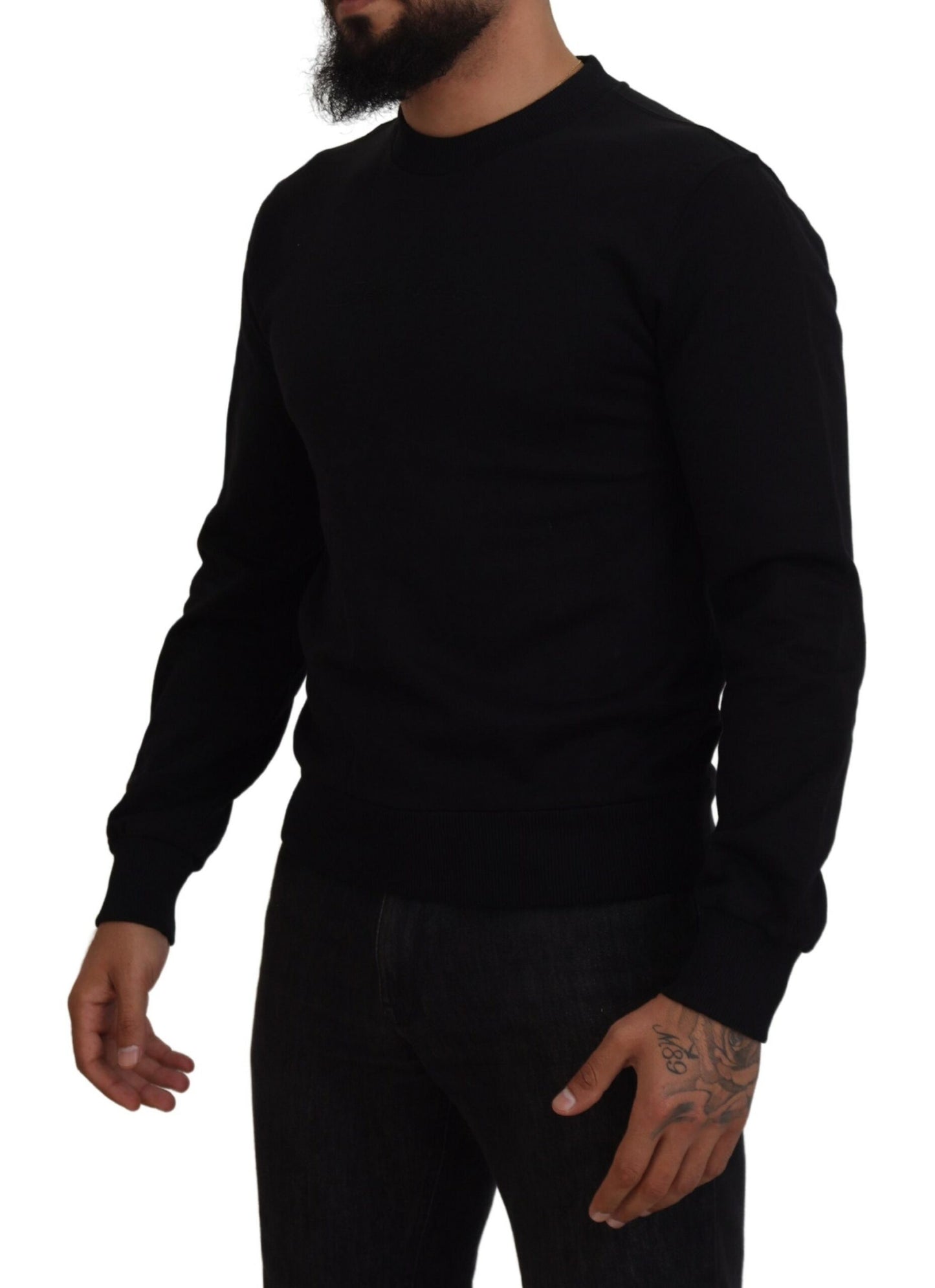 Dolce & Gabbana Elegant Black Cotton Pullover Sweater