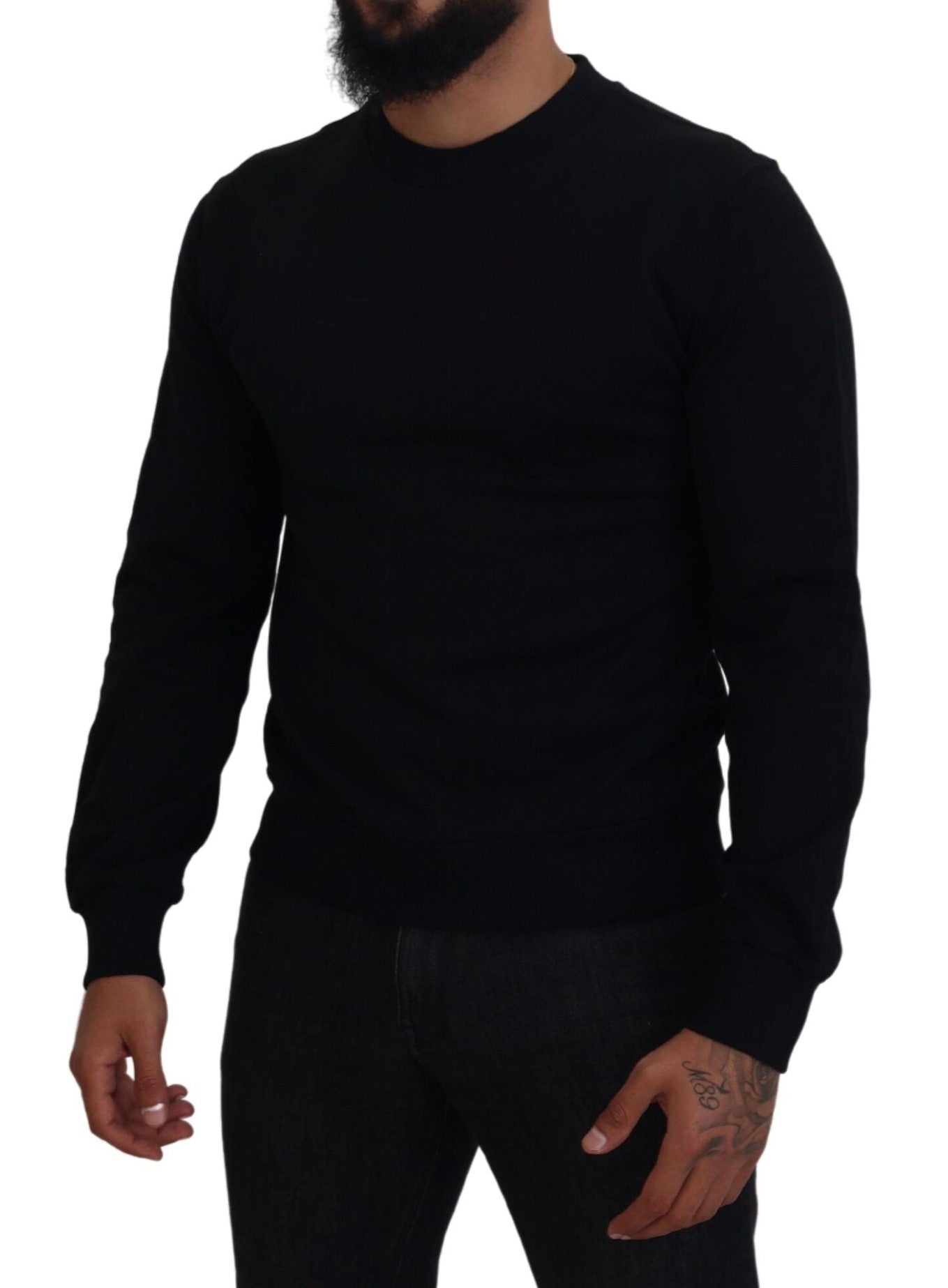 Dolce & Gabbana Elegant Black Cotton Pullover Sweater